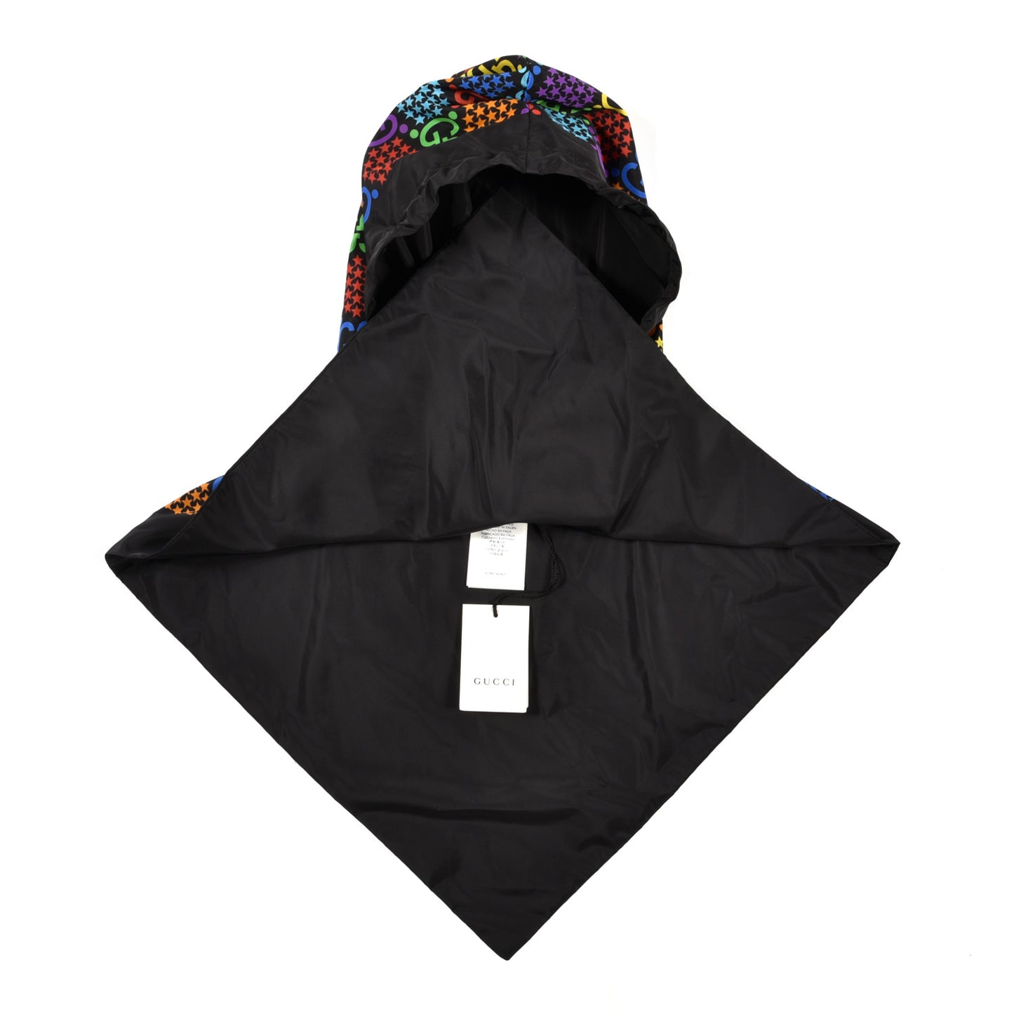 Silk Nylon Monogram Psychedelic Rain Hood Black