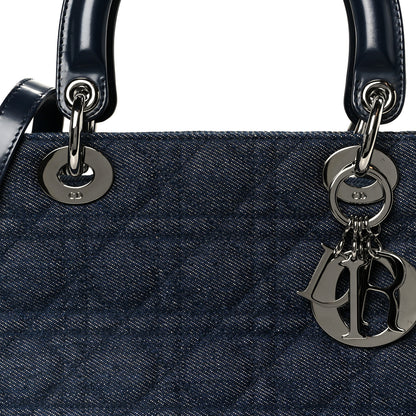 Christian Dior Denim Cannage Medium Lady Dior Blue Black 8 of 10