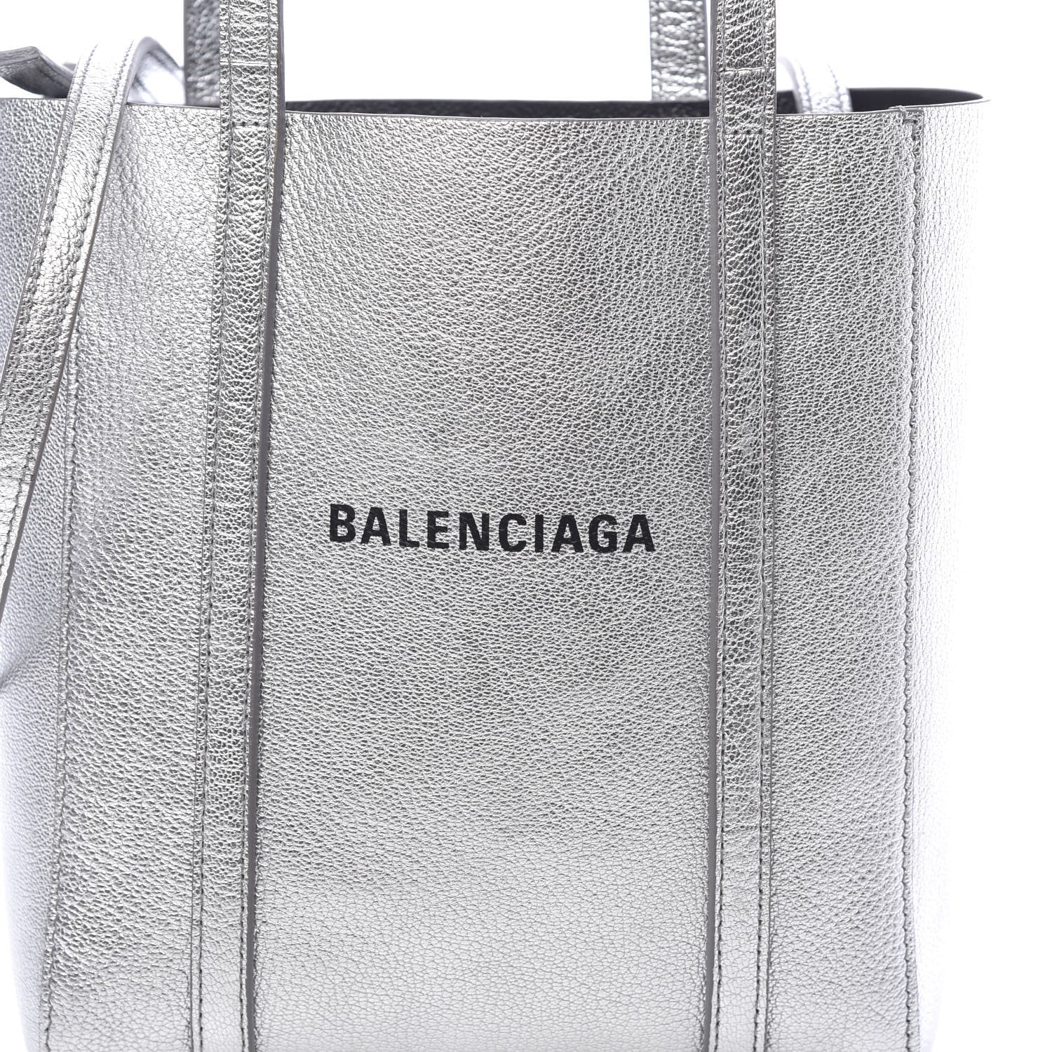 Balenciaga Metallic Goatskin Logo XXS Everyday Tote Argent Black 9 of 9