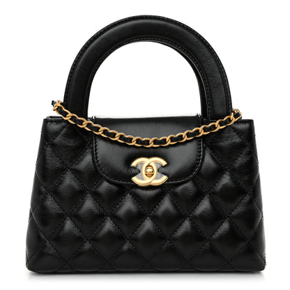 Chanel Shiny Aged Calfskin Quilted Nano Kelly Shopper Black 1 of 11