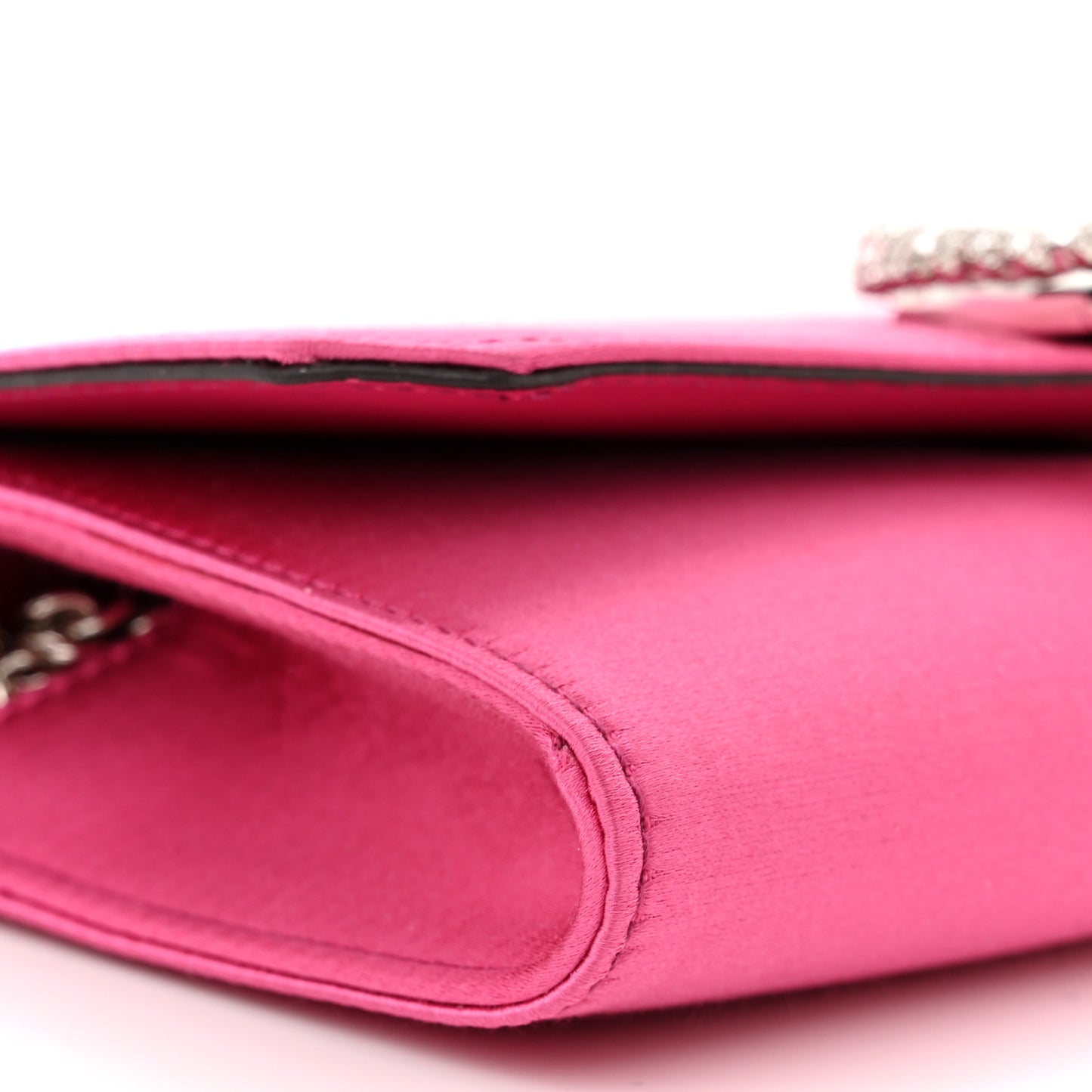 Satin Crystal Madeline Wallet On Chain Pink