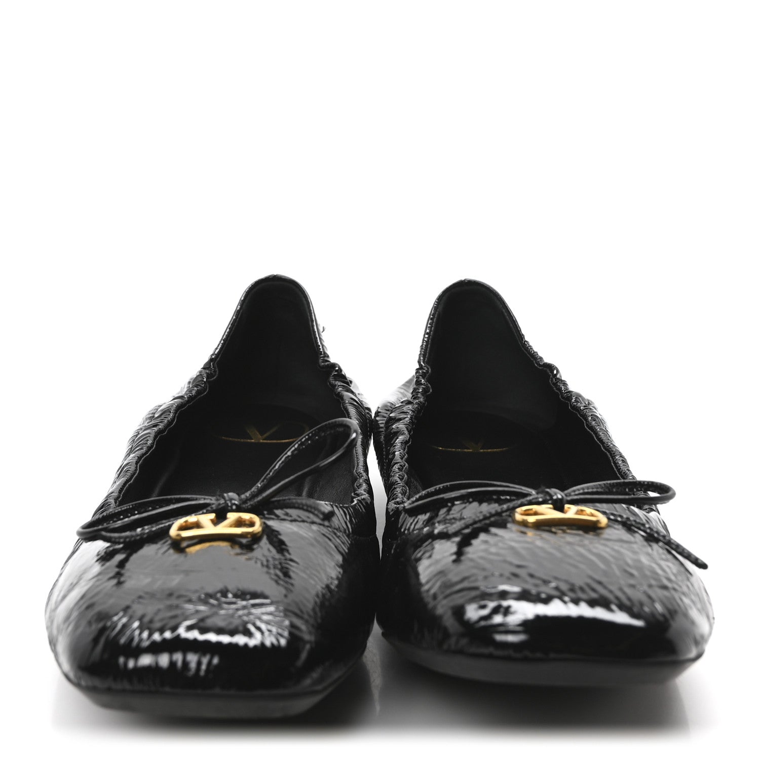 Valentino Garavani Naplack Nappa Vlogo Bow Mary Jane Ballerina Flats 38.5 Black 3 of 9