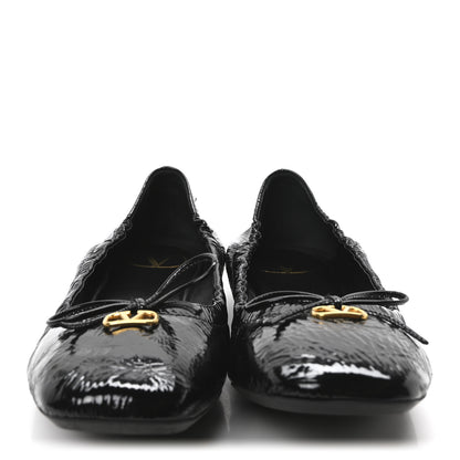 Valentino Garavani Naplack Nappa Vlogo Bow Mary Jane Ballerina Flats 38.5 Black 3 of 9