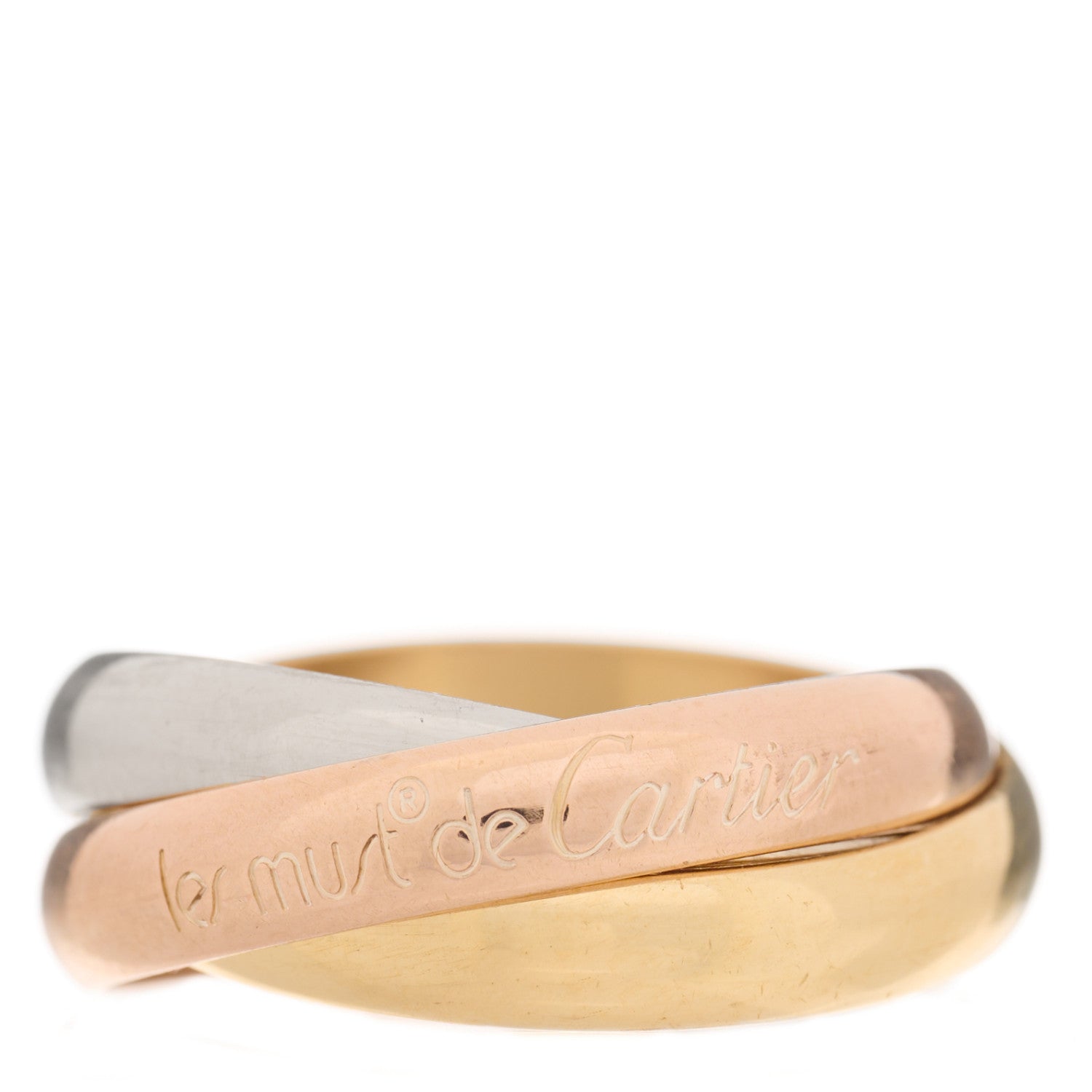 Cartier 18K Pink Yellow White Gold Classic Les Must De Cartier Trinity Ring 53 6.25 1 of 5