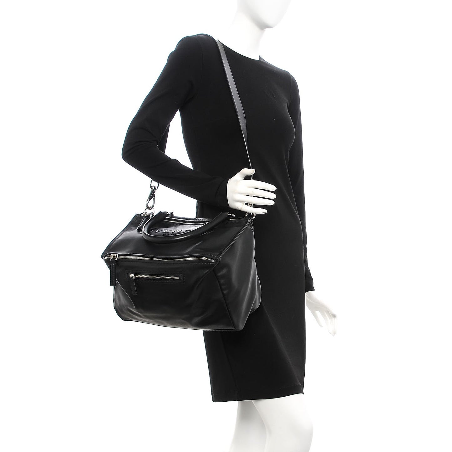 Calfskin Logo Embossed Medium Pandora Black