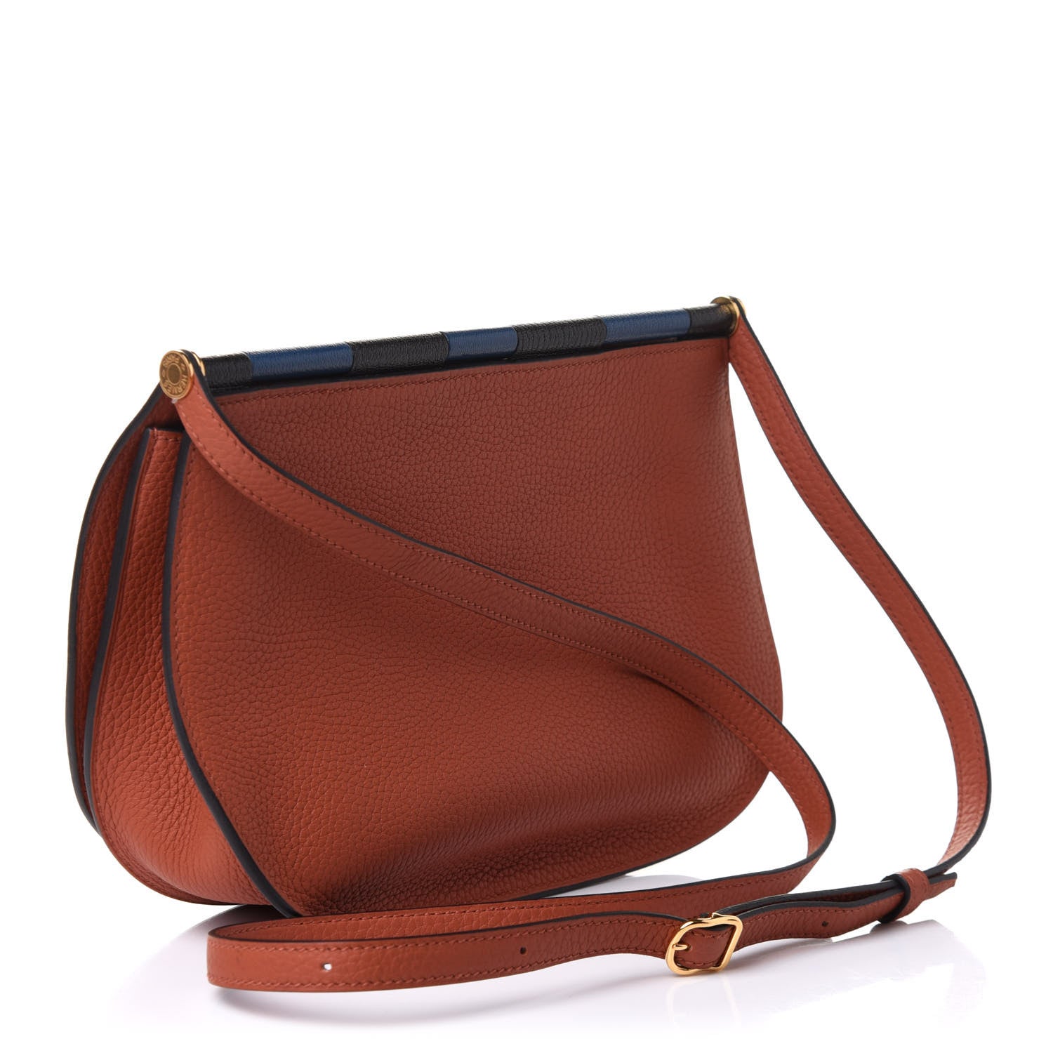 Hermes Taurillon Clemence Chevre Mysore Saut 25 Cuivre Deep Bleu 3 of 10