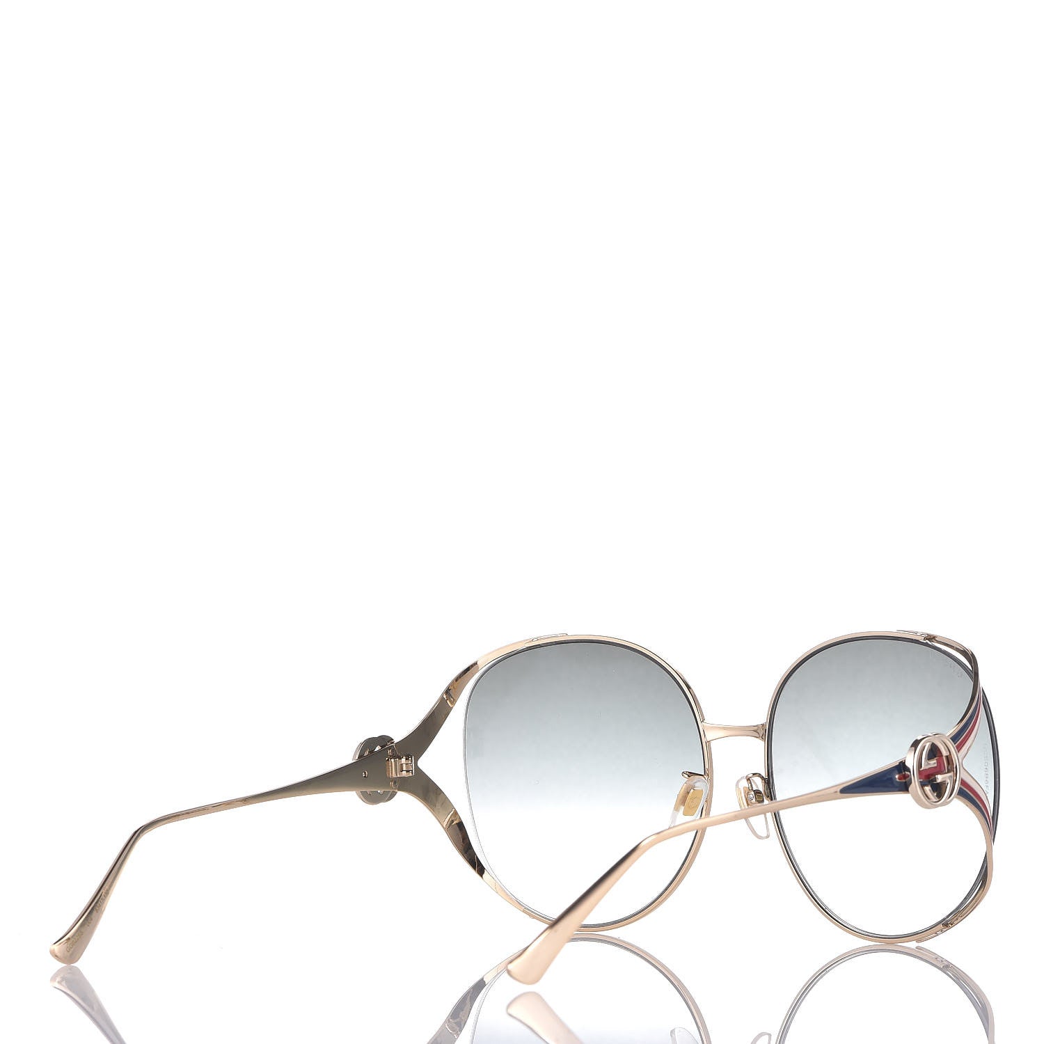 Gucci Metal Oversized Round Frame GG0225S Sunglasses Gold 4 of 9