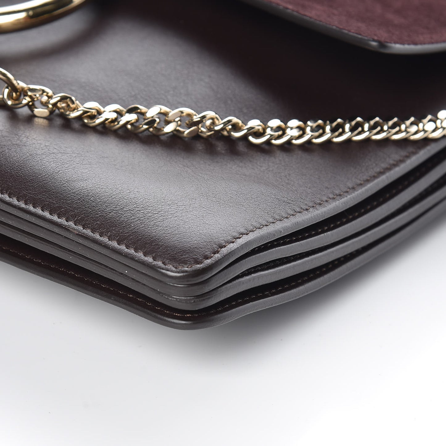 Calfskin Suede Medium Faye Shoulder Bag Carbon Brown