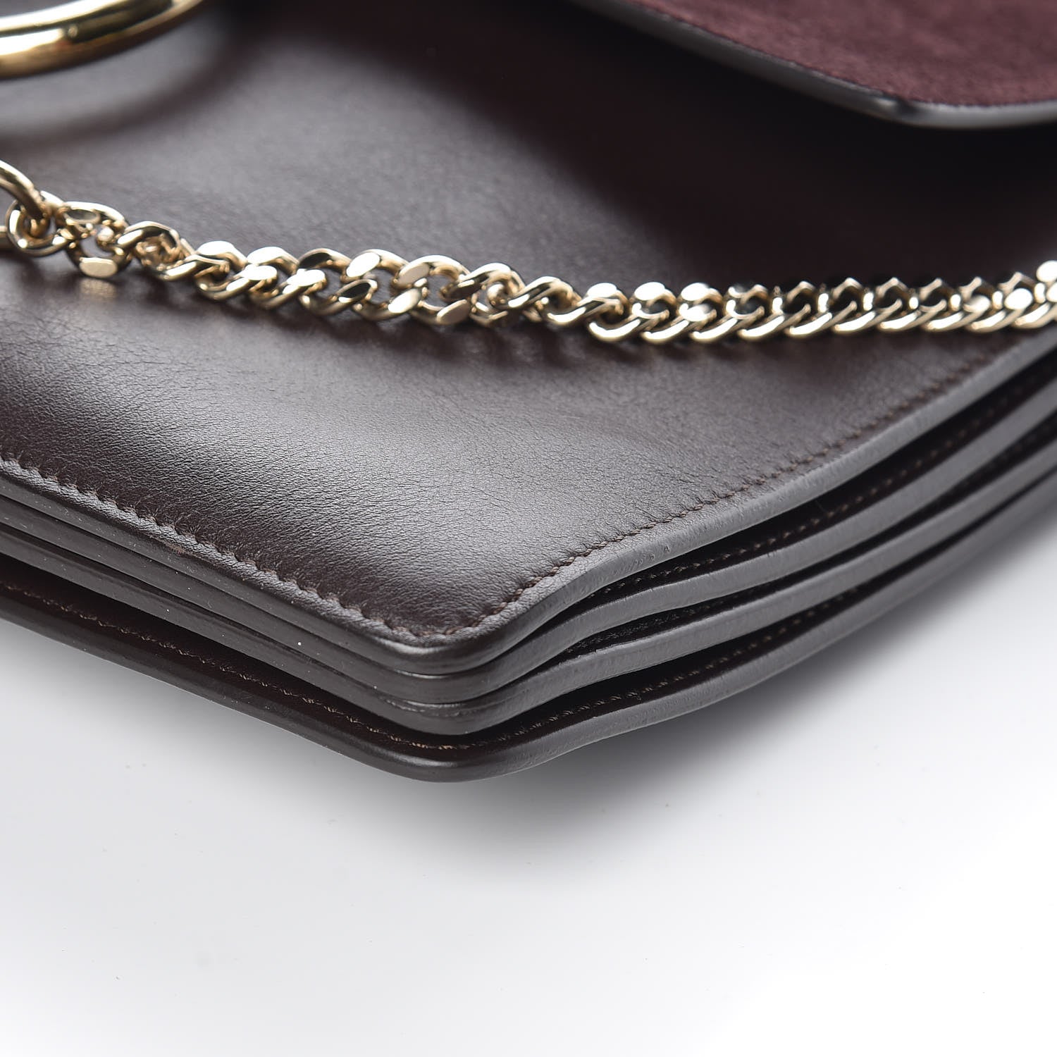 Chloe Calfskin Suede Medium Faye Shoulder Bag Carbon Brown 9 of 9