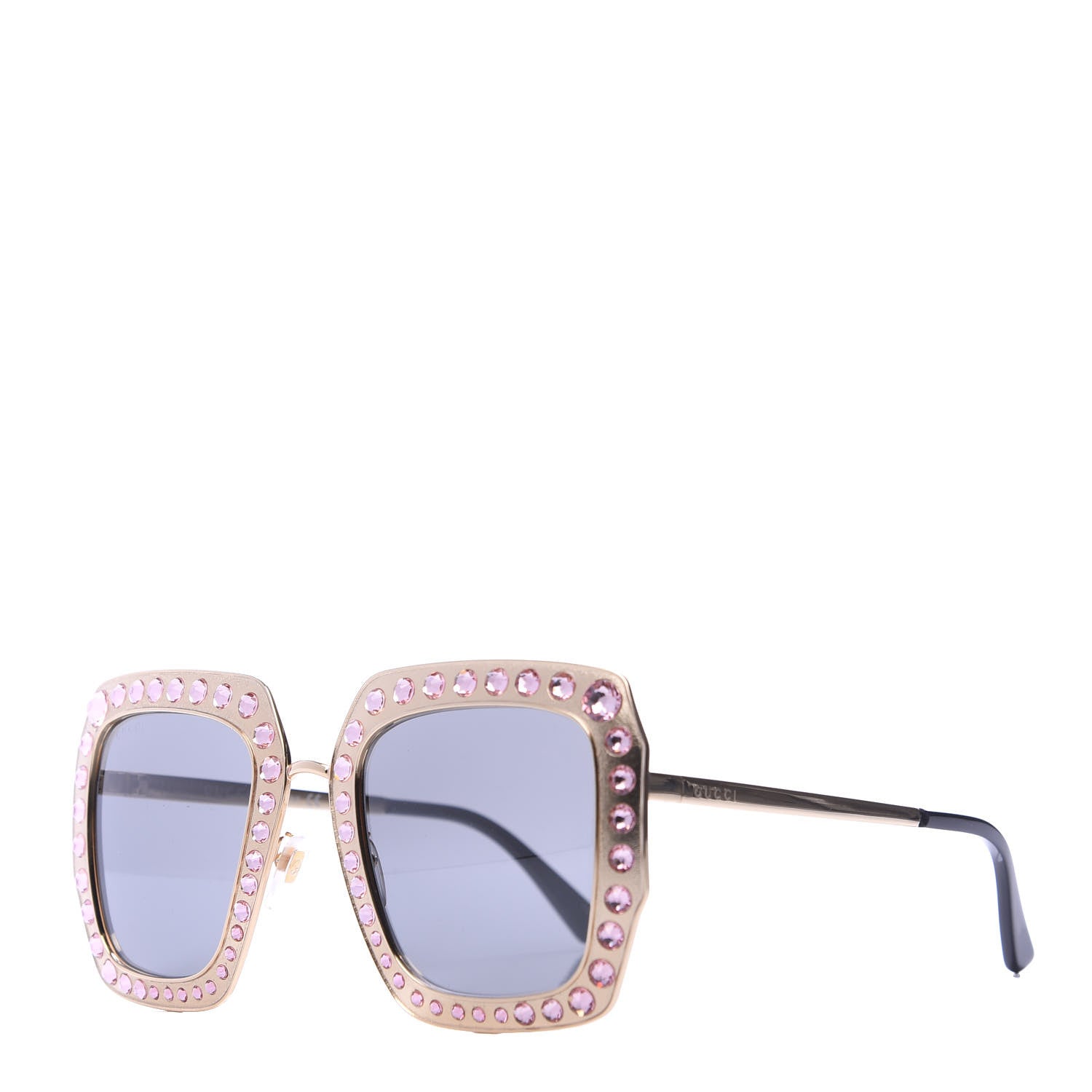 Gucci Metal Acetate Crystal Oversize GG0115S Sunglasses Rose Gold 1 of 8