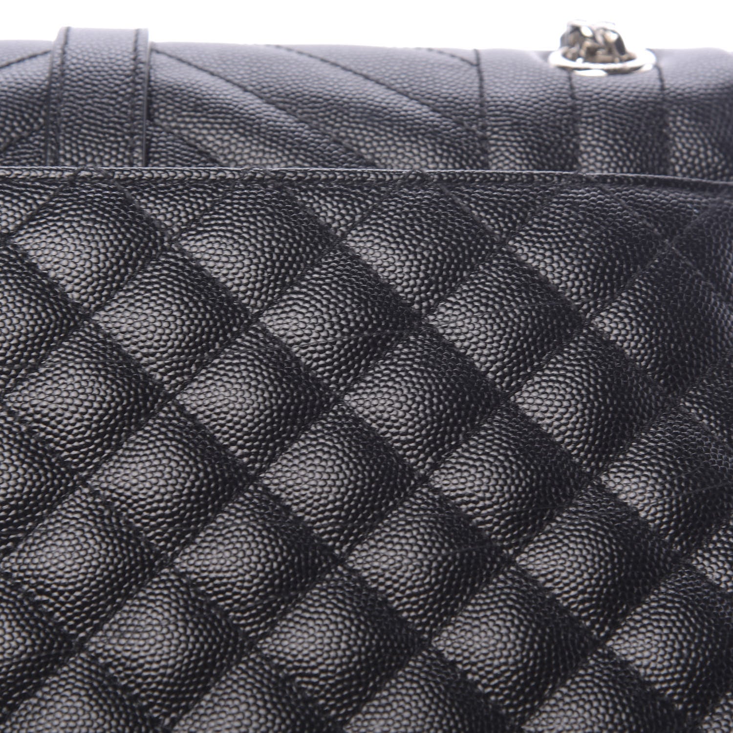 Saint Laurent Grain De Poudre Textured Mixed Matelasse Triquilt Medium Monogram Satchel Black 12 of 13