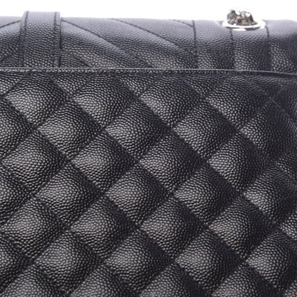 Saint Laurent Grain De Poudre Textured Mixed Matelasse Triquilt Medium Monogram Satchel Black 12 of 13