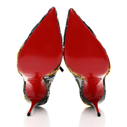 Christian Louboutin Kid Patchy Lace Sequin Gipsybootie 100 Ankle Boots 41 Black Multicolor 5 of 8
