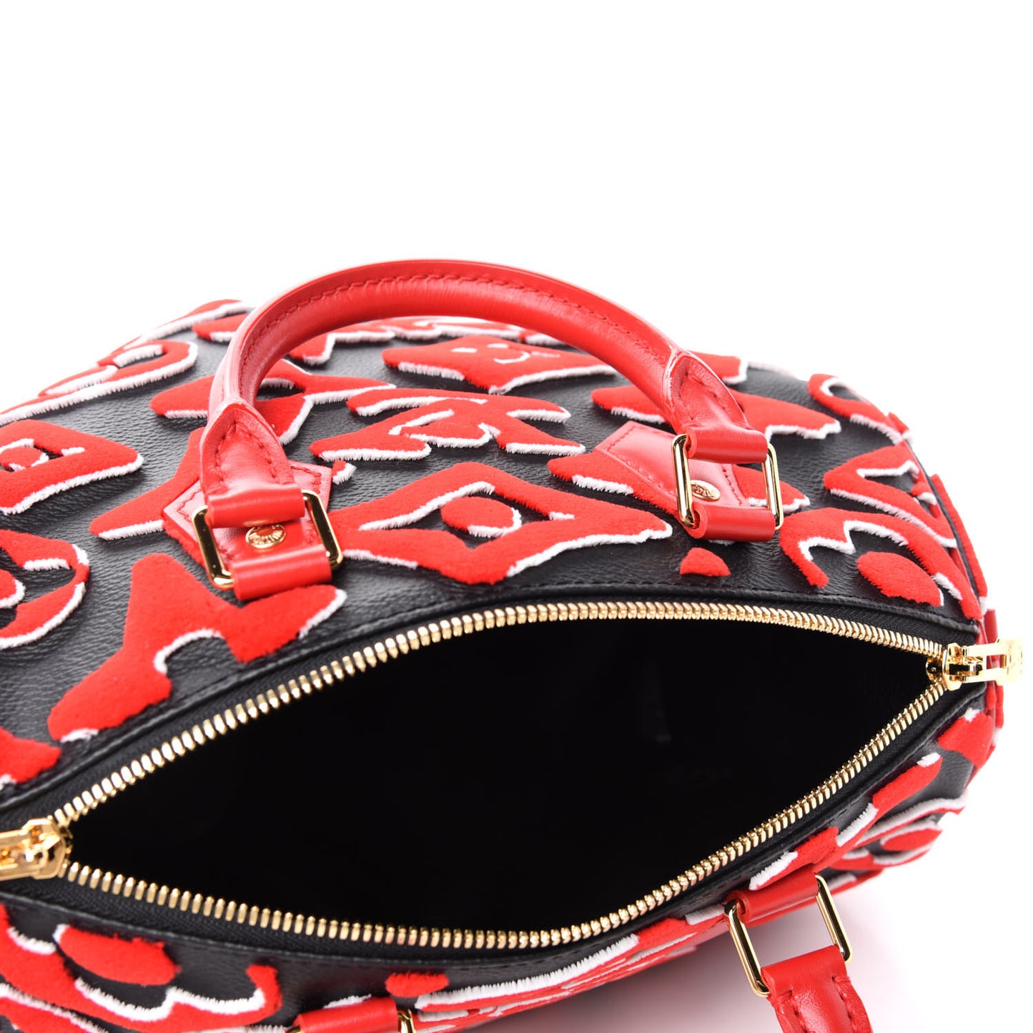X UF Tufted Monogram Speedy Bandouliere 25 Black Red
