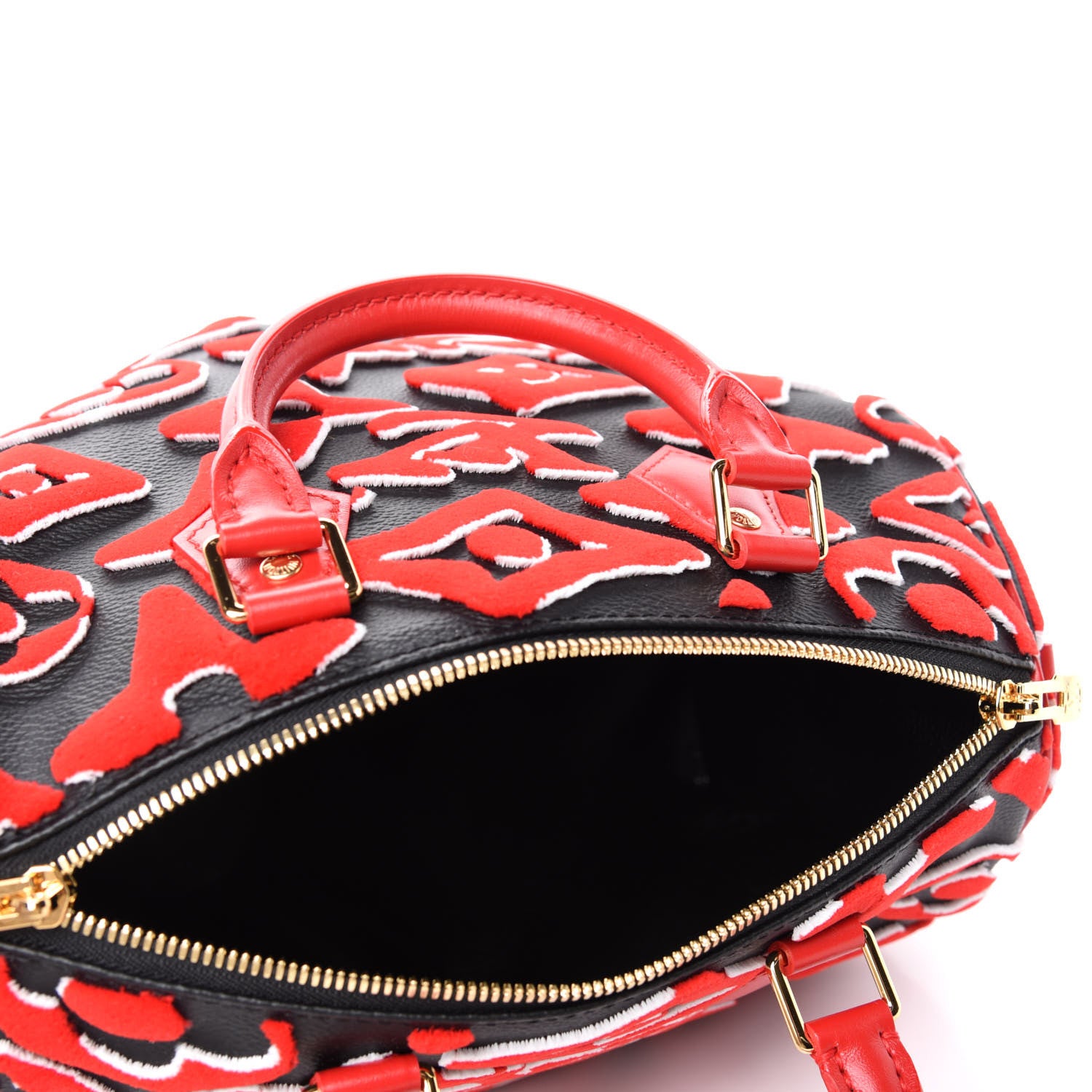 Louis Vuitton X UF Tufted Monogram Speedy Bandouliere 25 Black Red 6 of 12