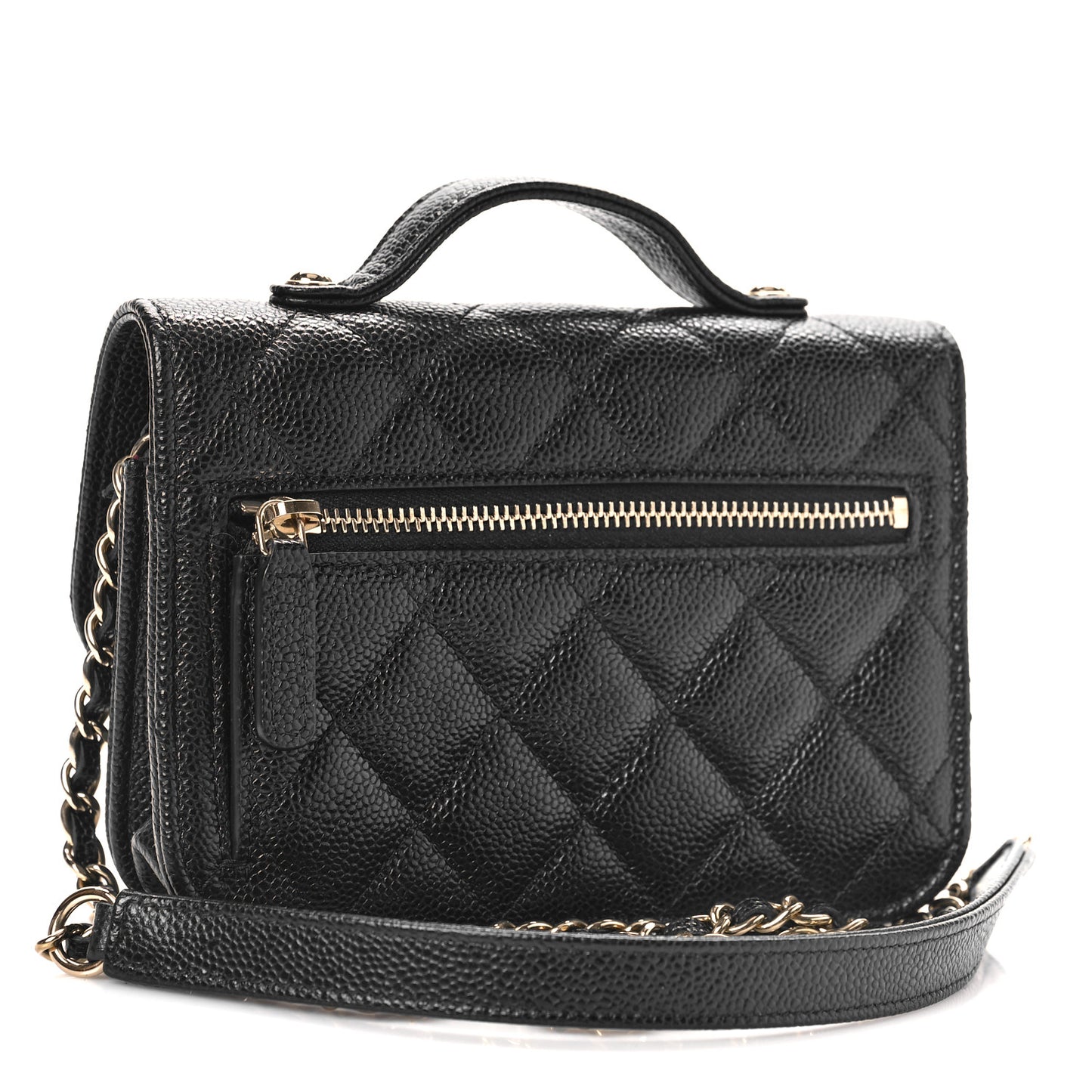 Caviar Quilted Business Affinity Clutch With Chain Black