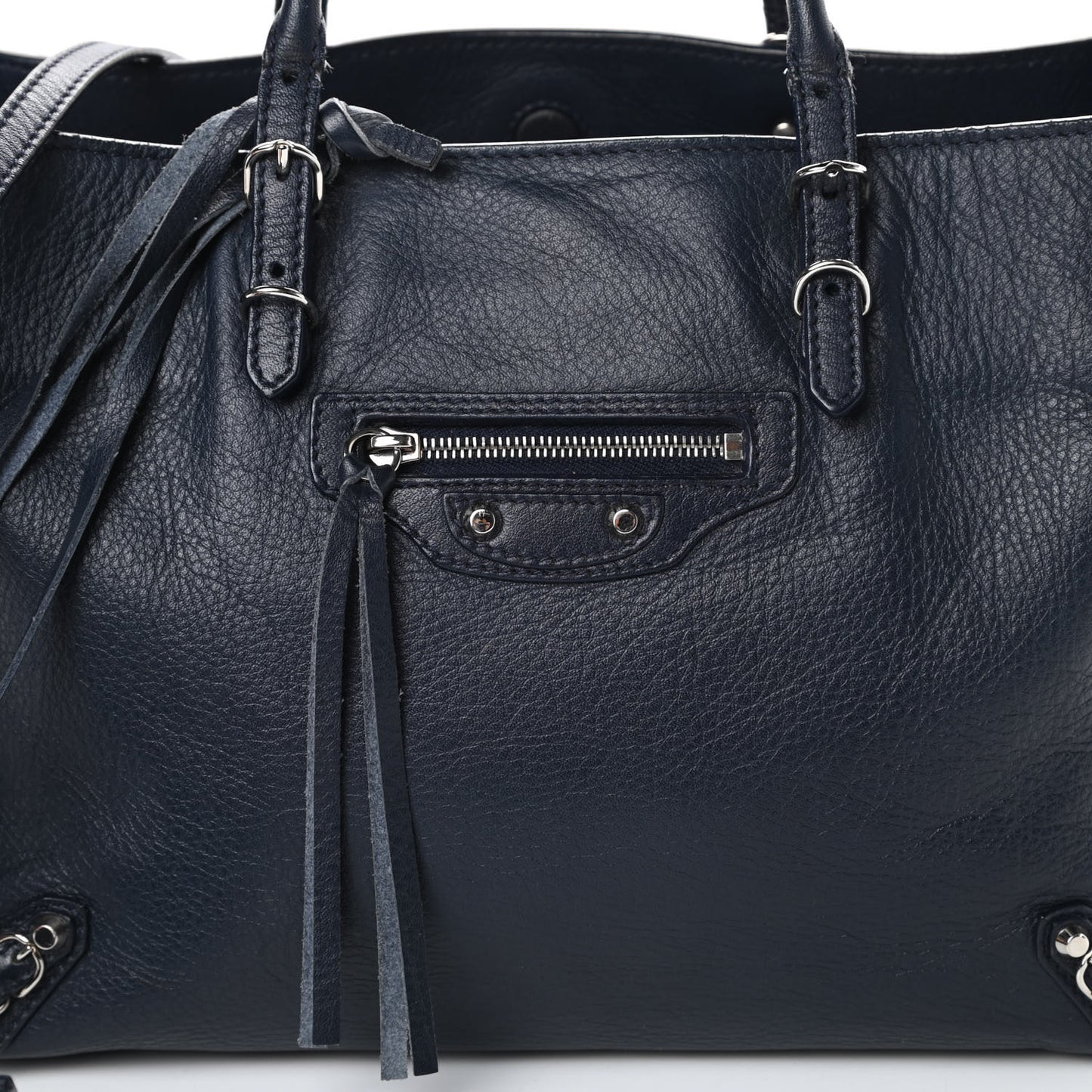 Veau Papier A6 Zip Around Tote Bleu Nuit