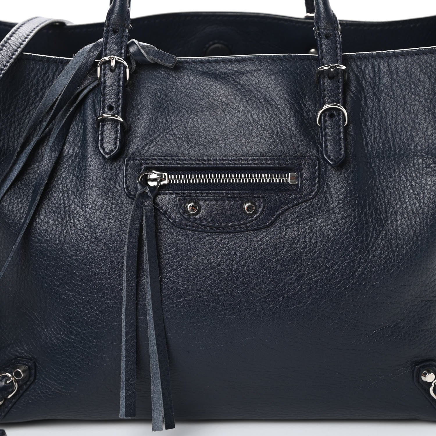 Balenciaga Veau Papier A6 Zip Around Tote Bleu Nuit 8 of 15
