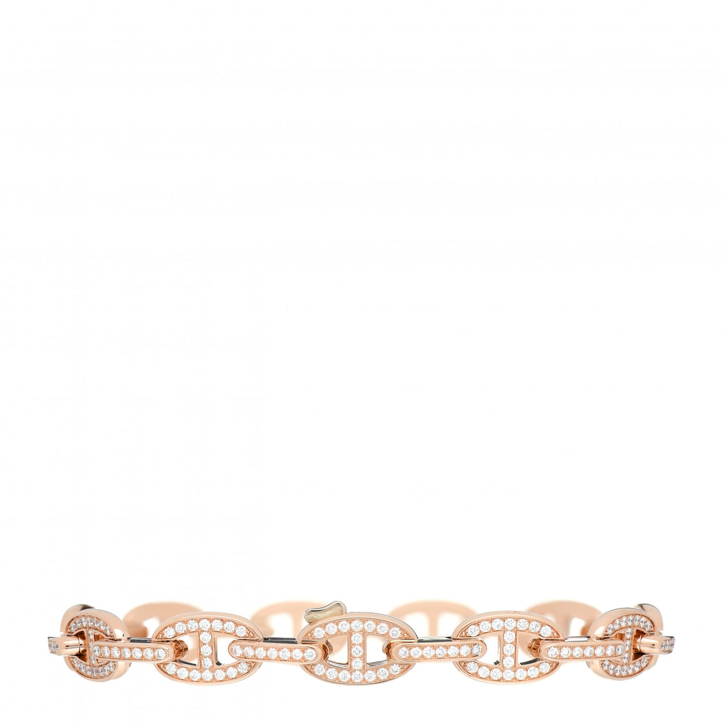 18K Rose Gold Diamond PM Chaine d'Ancre Enchainee Bracelet SH