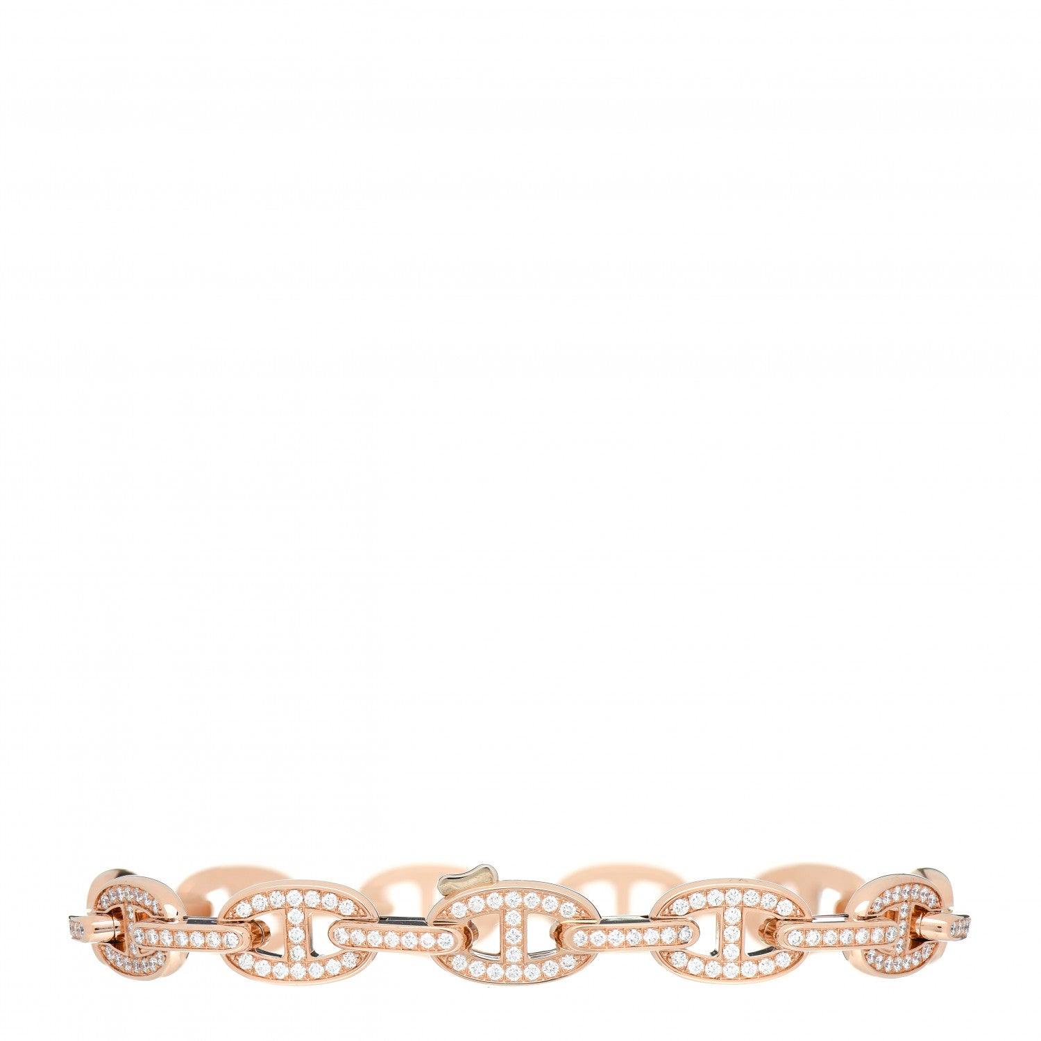 Hermes 18K Rose Gold Diamond PM Chaine d'Ancre Enchainee Bracelet SH 3 of 4