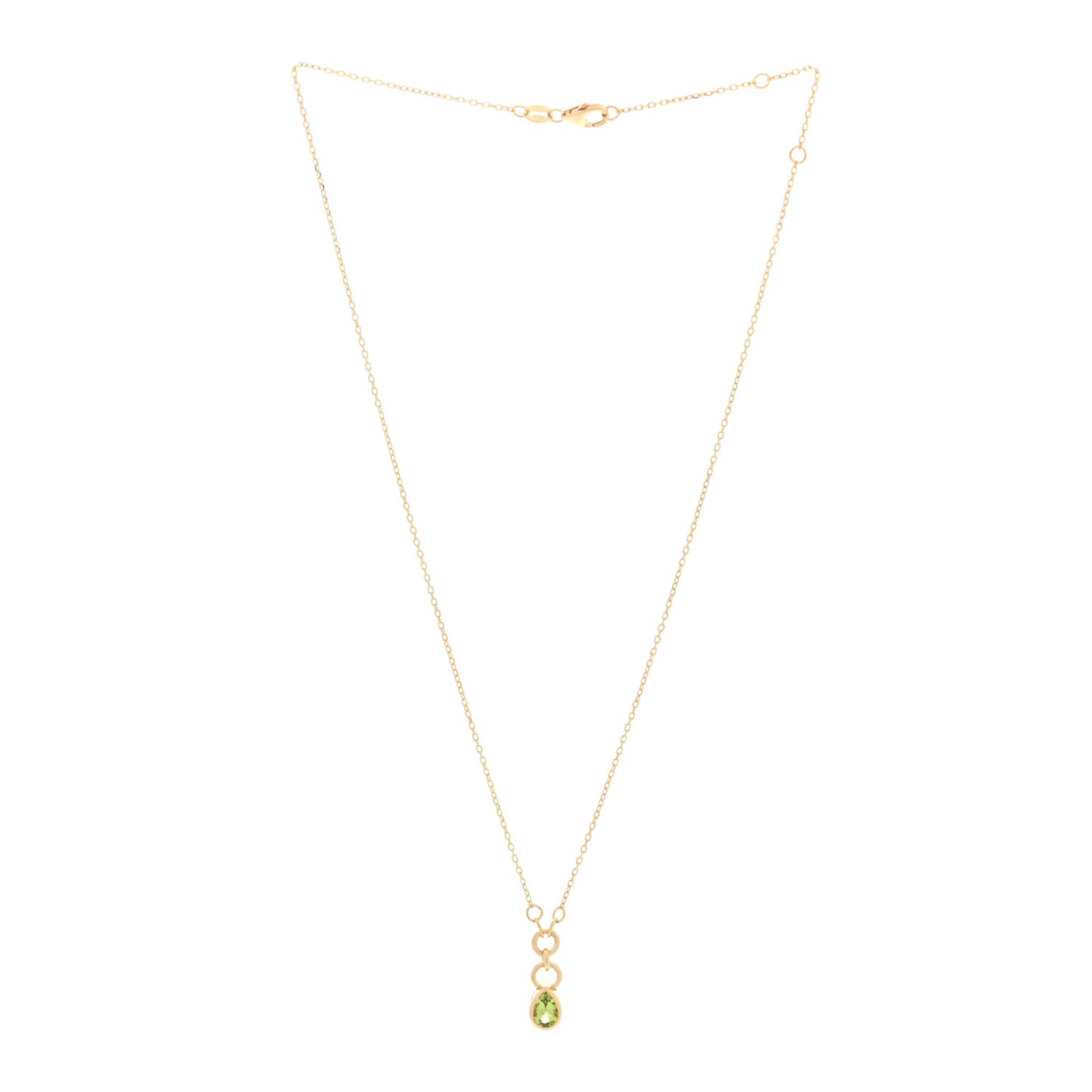 18K Yellow Gold Peridot Forever and Always a Pair Pendant Necklace