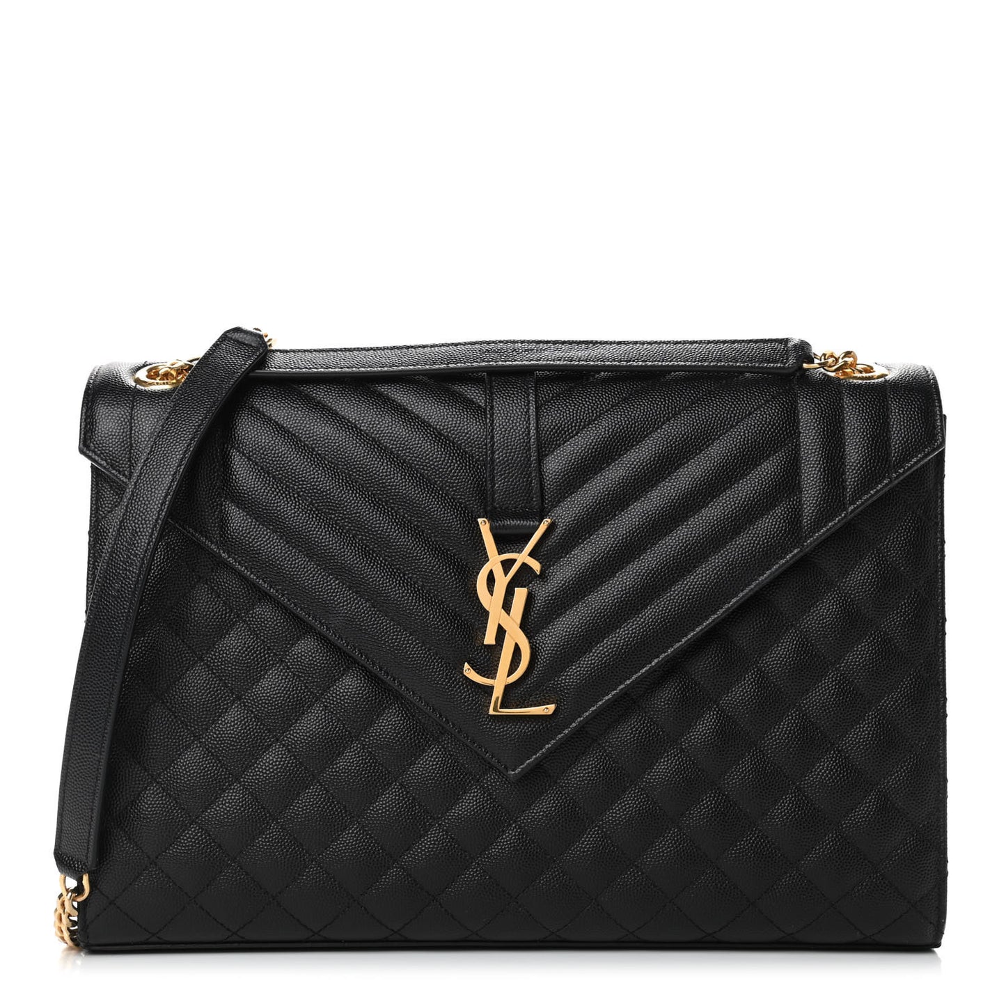 Grain De Poudre Textured Mixed Matelasse Large Triquilt Monogram Satchel Black
