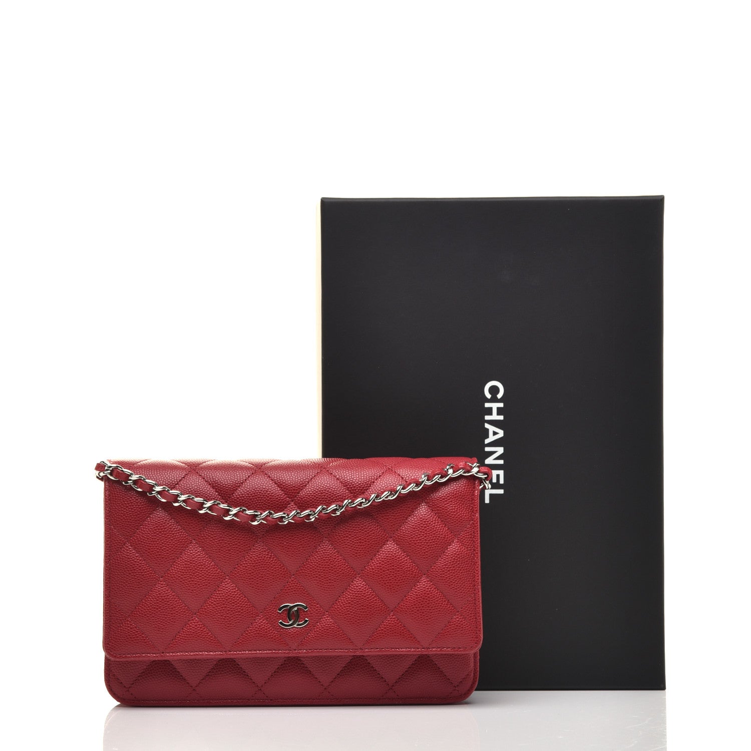 Chanel Caviar Quilted Wallet On Chain WOC Red 9 of 9