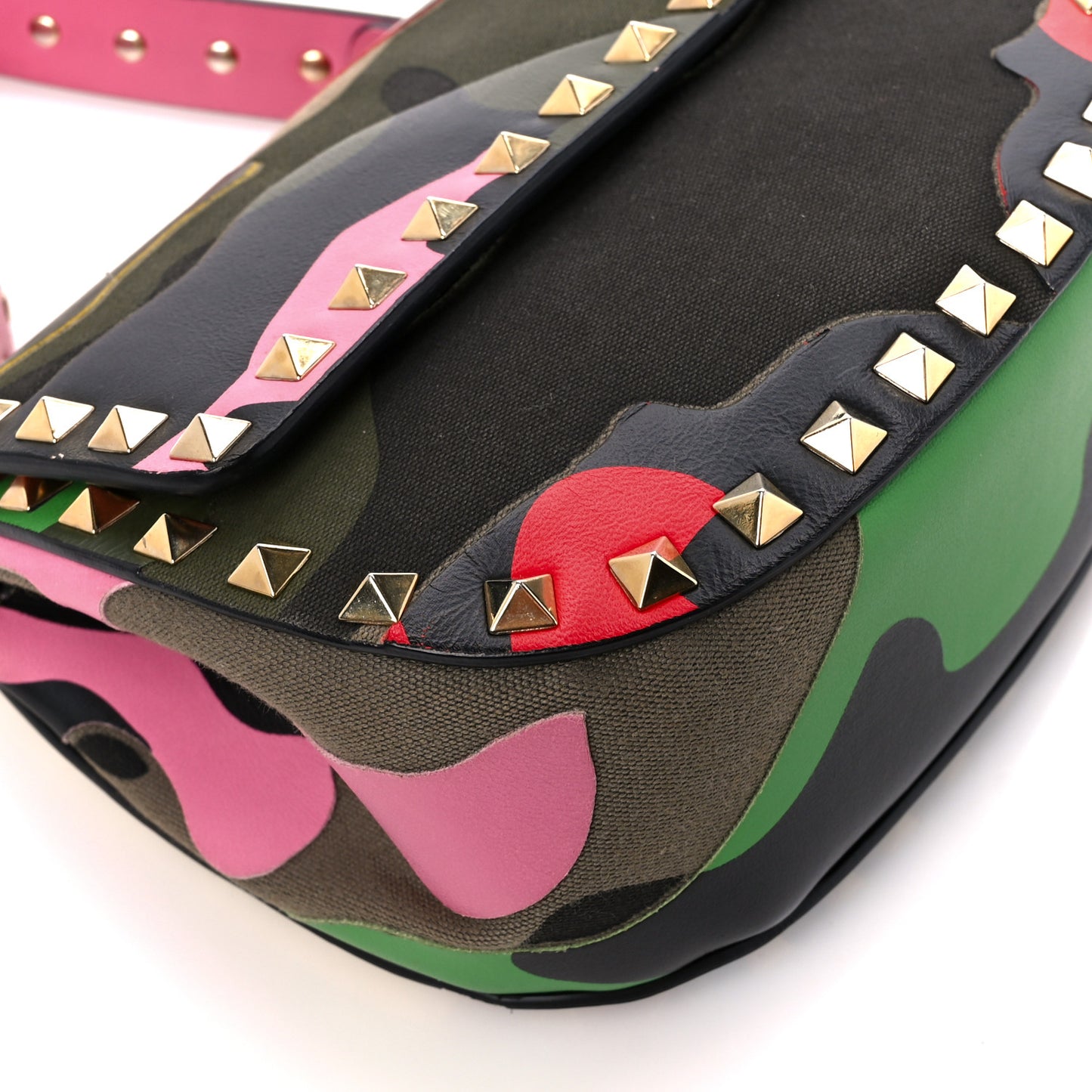 Nappa Canvas Camouflage Rockstud Flap Multicolor