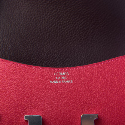 Hermes Evercolor Verso Constance Slim Wallet Framboise Rouge Sellier 7 of 7