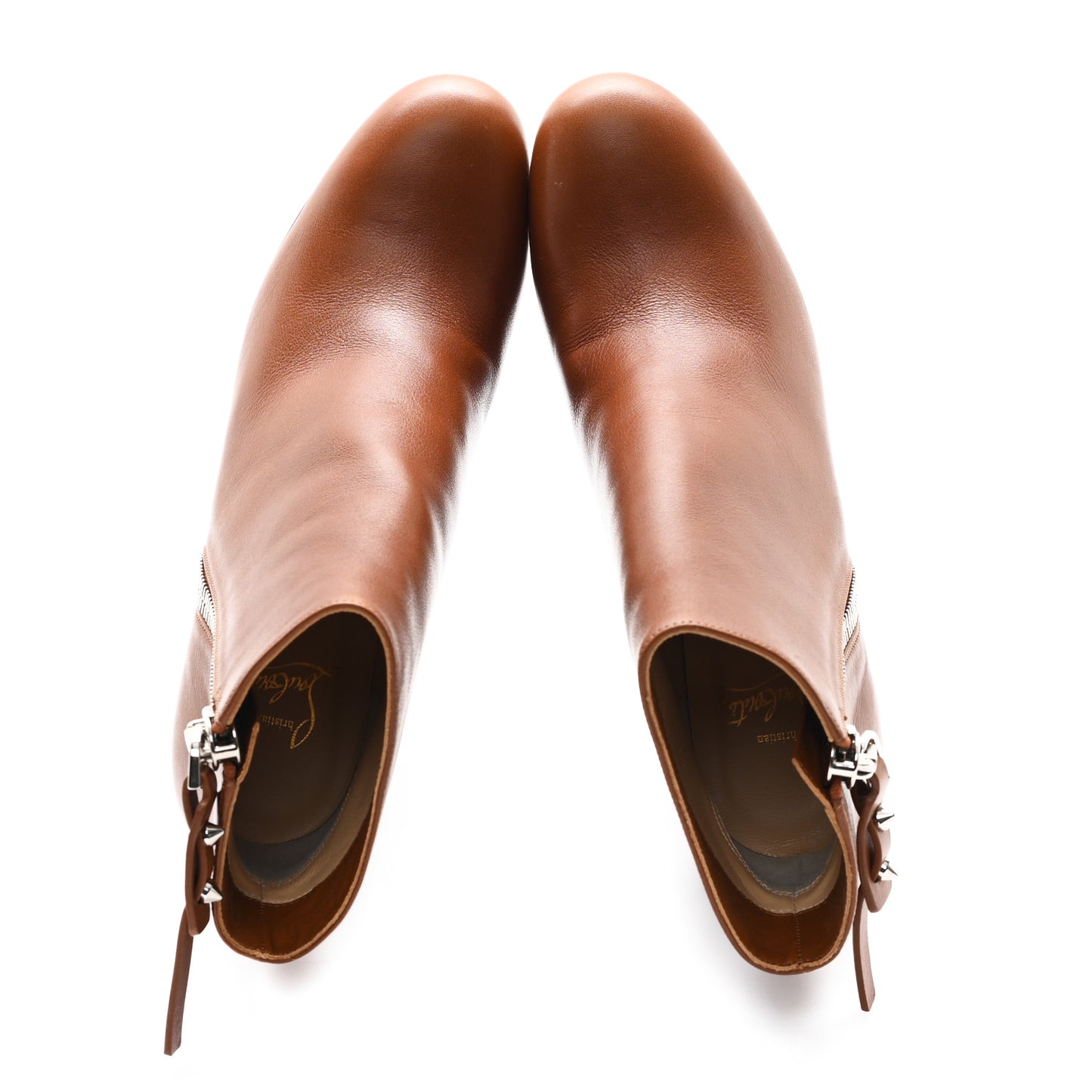Calfskin Ziptotal 85 Booties 37.5 Cuoio