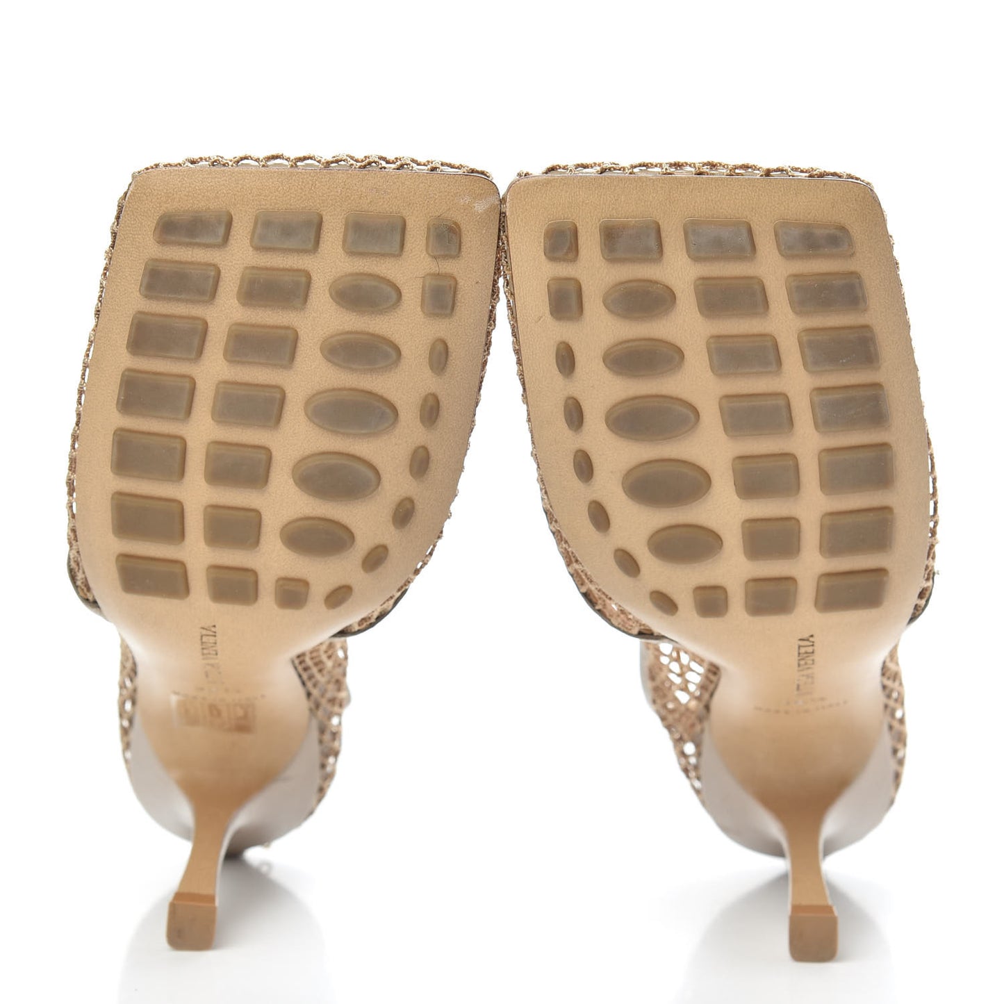 Mesh Calfskin Chain Stretch Pumps 38.5 Beige