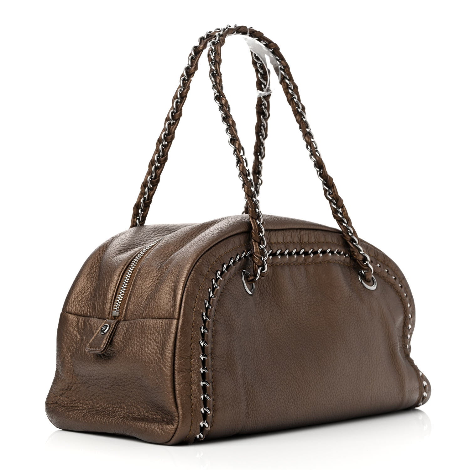 Chanel Metallic Goatskin Medium Luxe Ligne Bowler Bronze 2 of 10