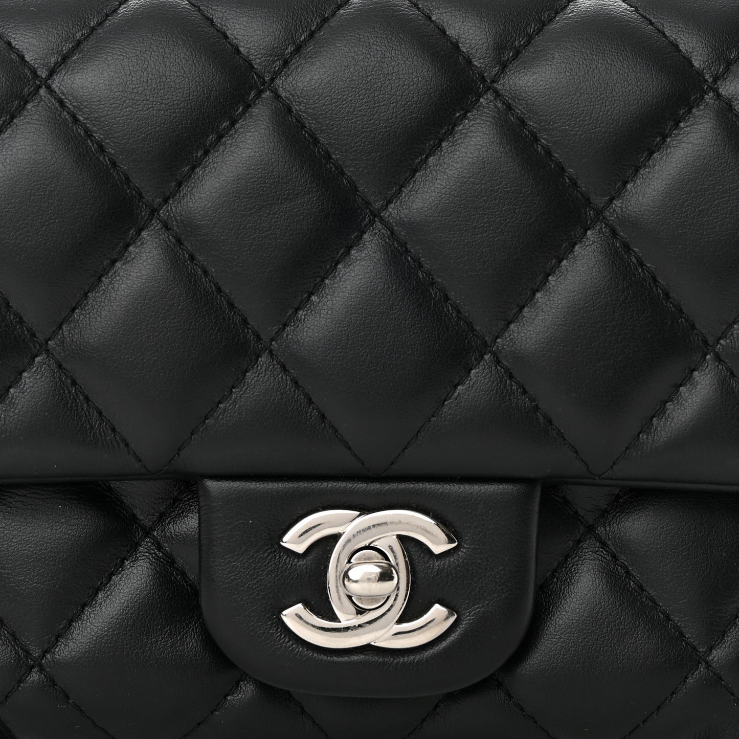 Calfskin Quilted CC Uniform Flap Belt Bag Black