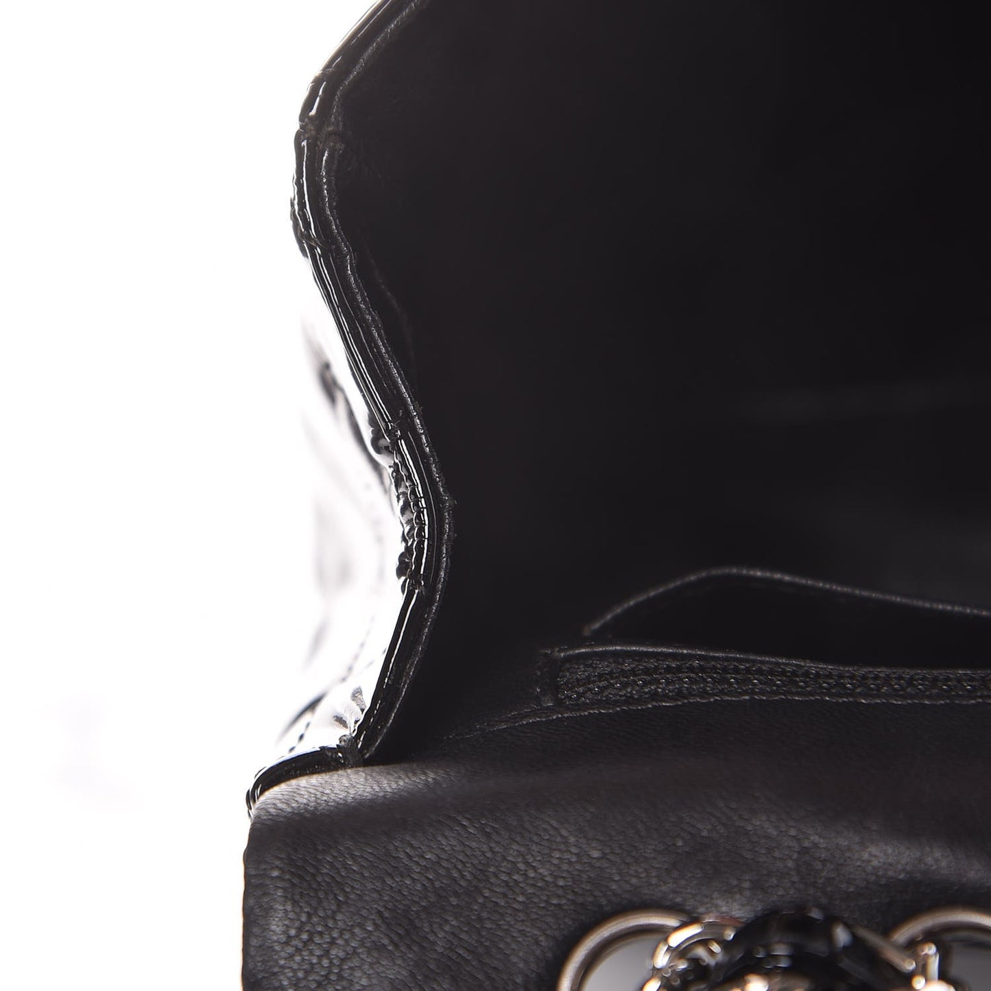 Patent Quilted Jumbo Single Flap Black
