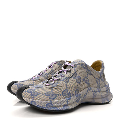 Gucci Ultralight Plume Calfskin Monogram Printed Womens Gucci Run Sneakers 38 Beige Blue 3 of 10