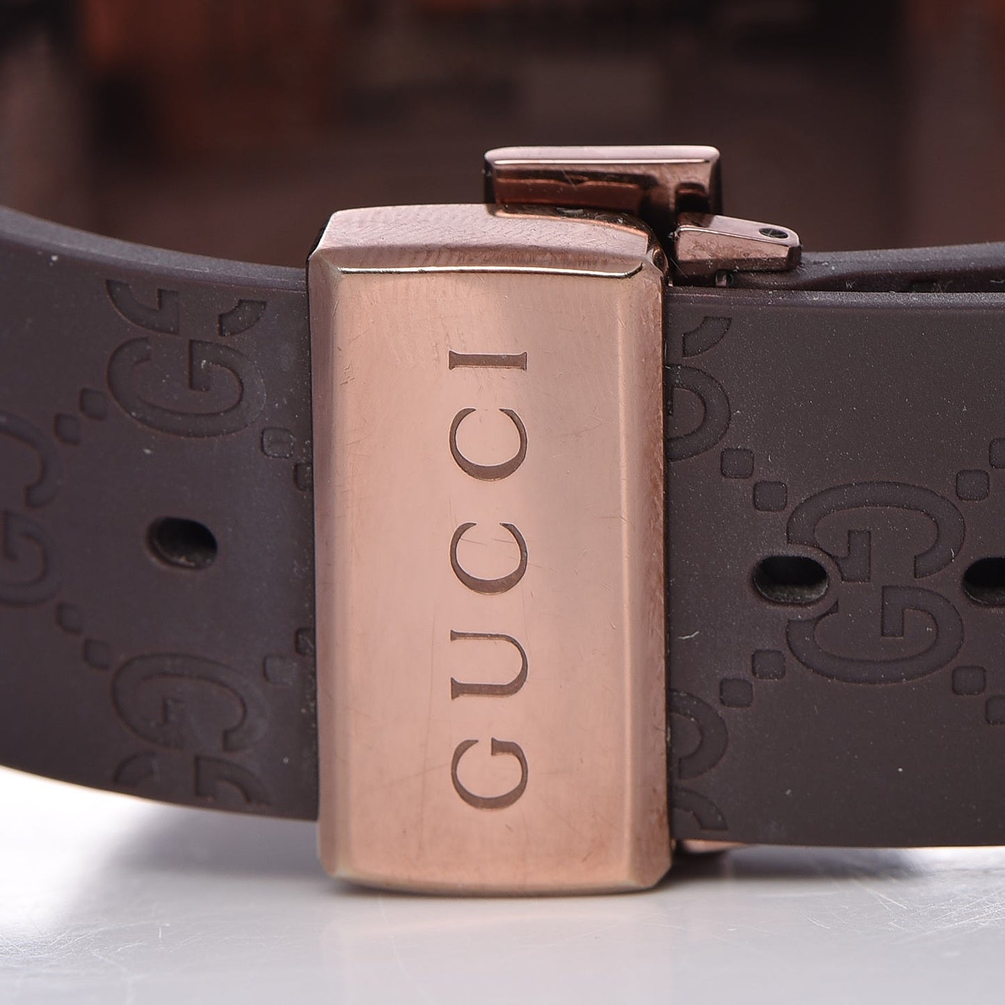 Stainless Steel Rubber 45mm Digital I-Gucci Watch Brown