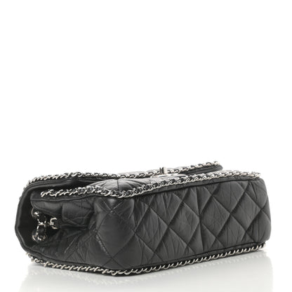 Chanel Crumpled Calfskin Medium Chain All Over Flap Black 4 of 12