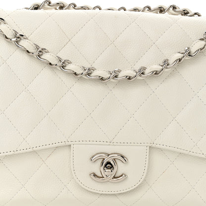 Chanel Caviar Quilted Jumbo Single Flap White 8 of 15