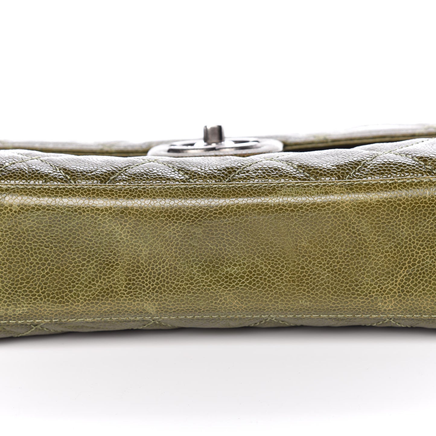 Crumpled Grained Calfskin Medium CC Crave Flap Green
