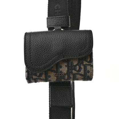 Christian Dior Oblique Grained Calfskin Adjustable Saddle Shoulder Strap With Pouch Black 5 of 12