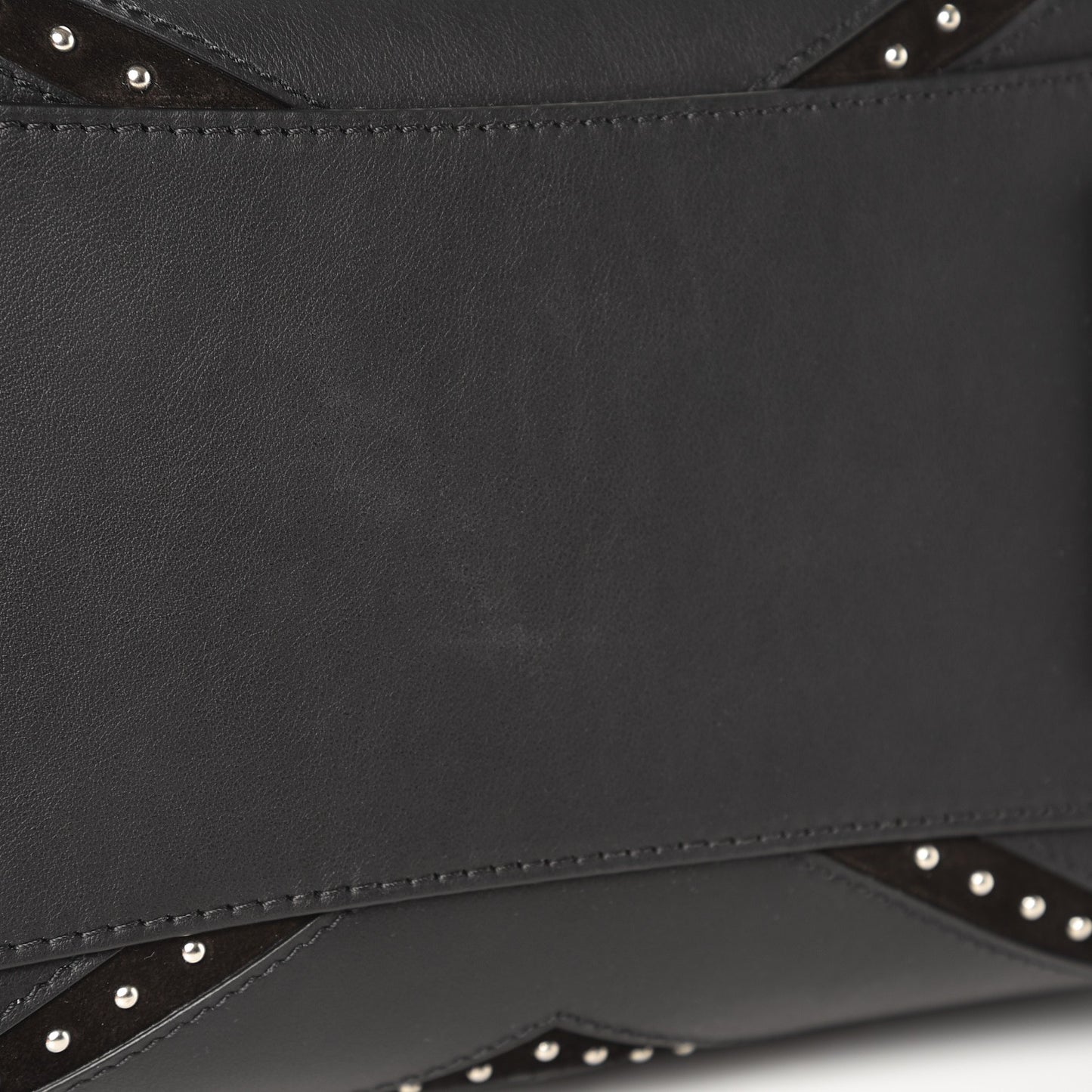 Calfskin Suede Small Studded Chevron Antigona Black