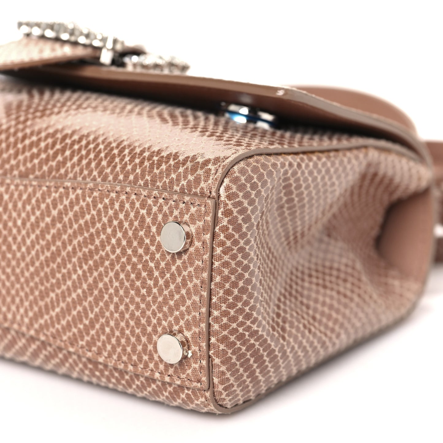 Calfskin Lizard Embossed Small Cheri Top Handle Bag Beige