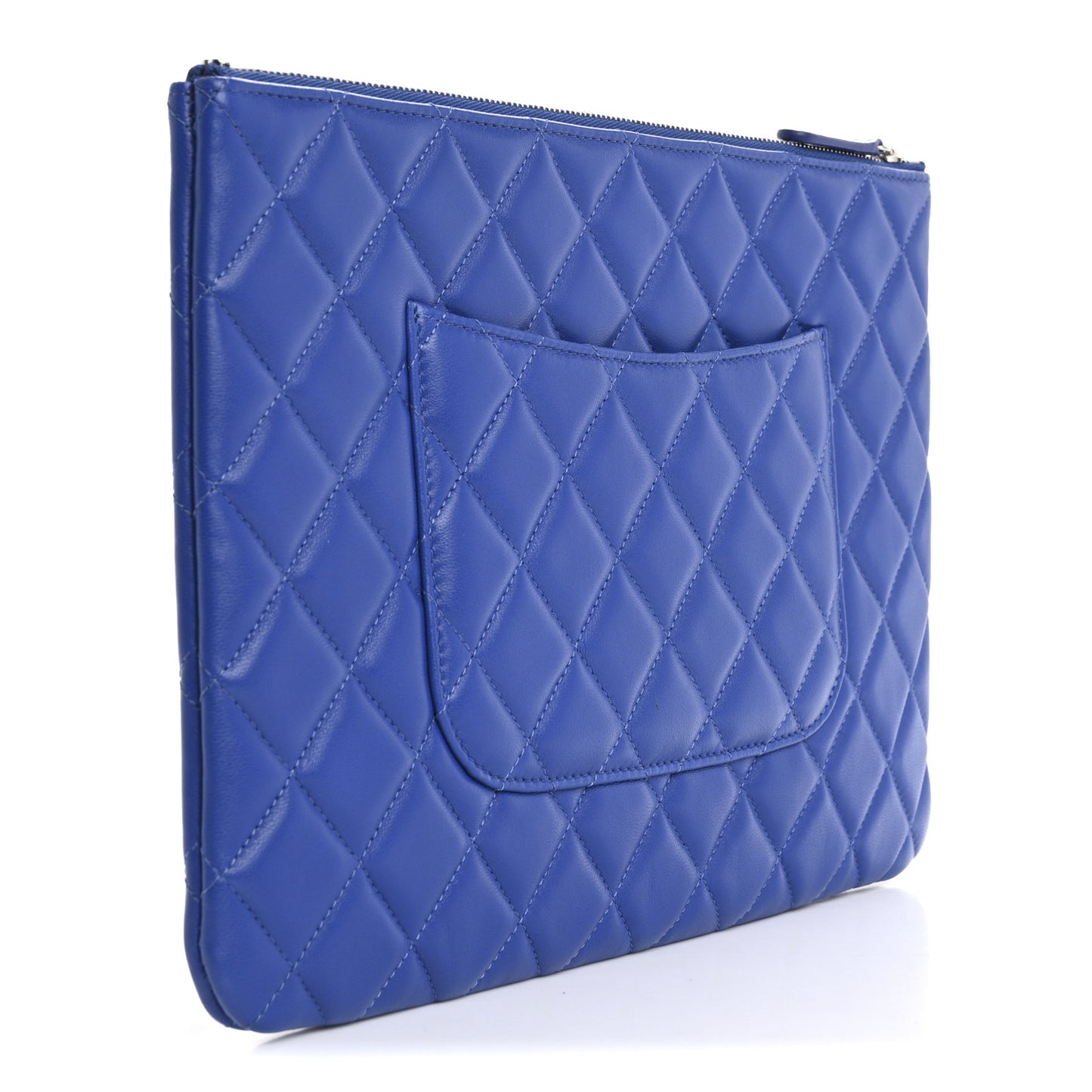 Lambskin Quilted Medium Cosmetic Case Blue
