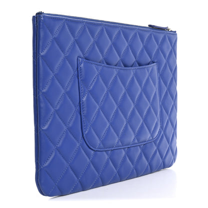 Chanel Lambskin Quilted Medium Cosmetic Case Blue 3 of 9
