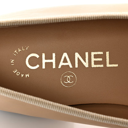 Chanel Lambskin Cap Toe Ballerina Flats 38 Beige Black 7 of 11