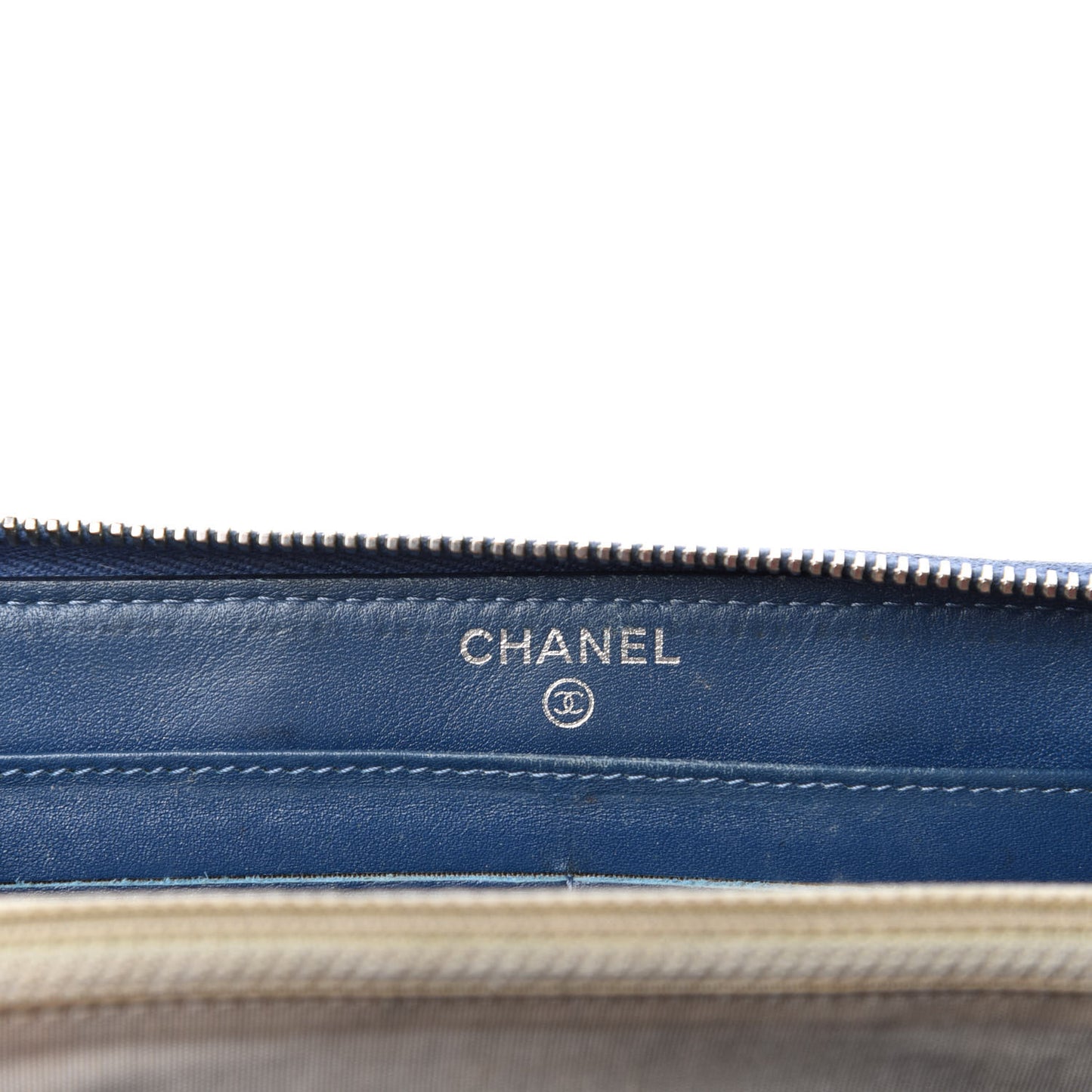 Patent Quilted Brilliant Zip Around Wallet Blue