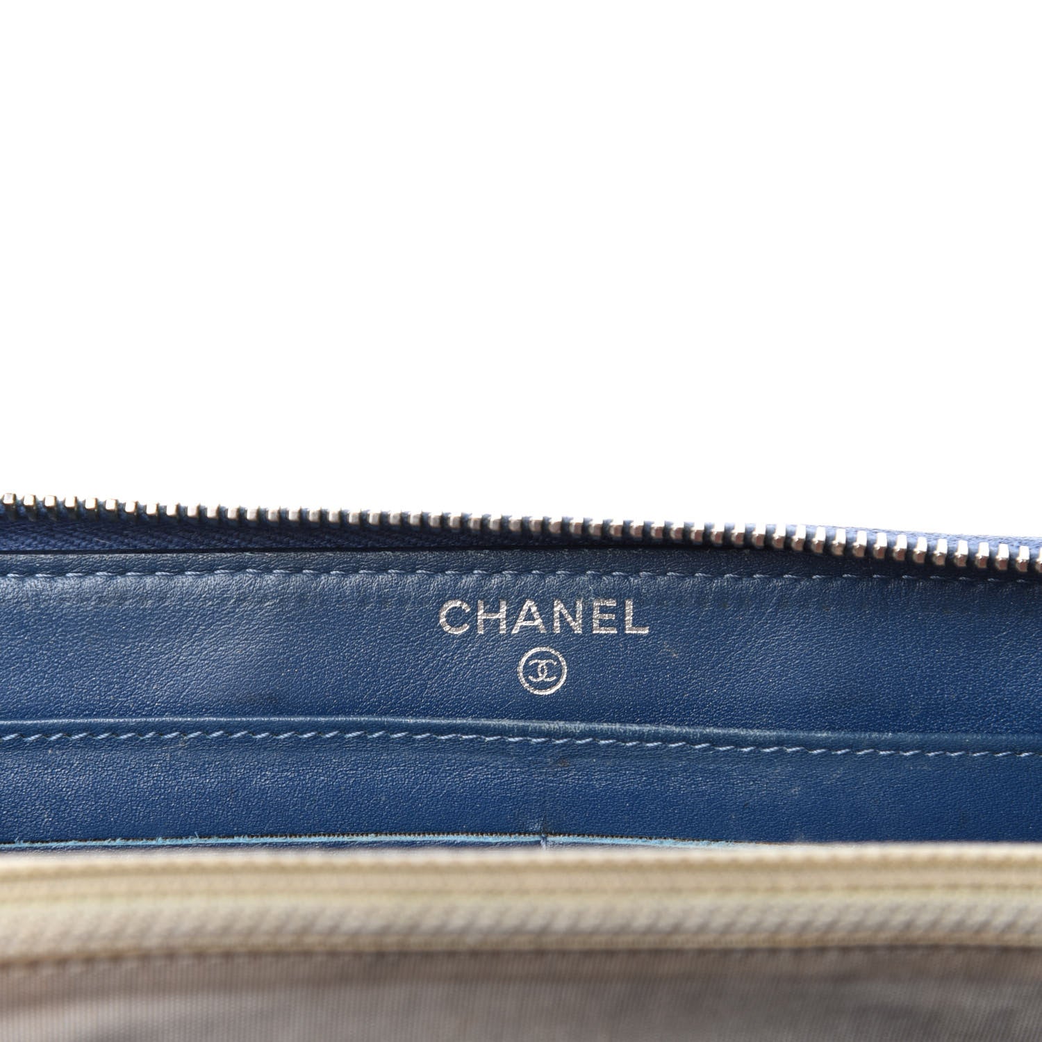 Chanel Patent Quilted Brilliant Zip Around Wallet Blue 6 of 8