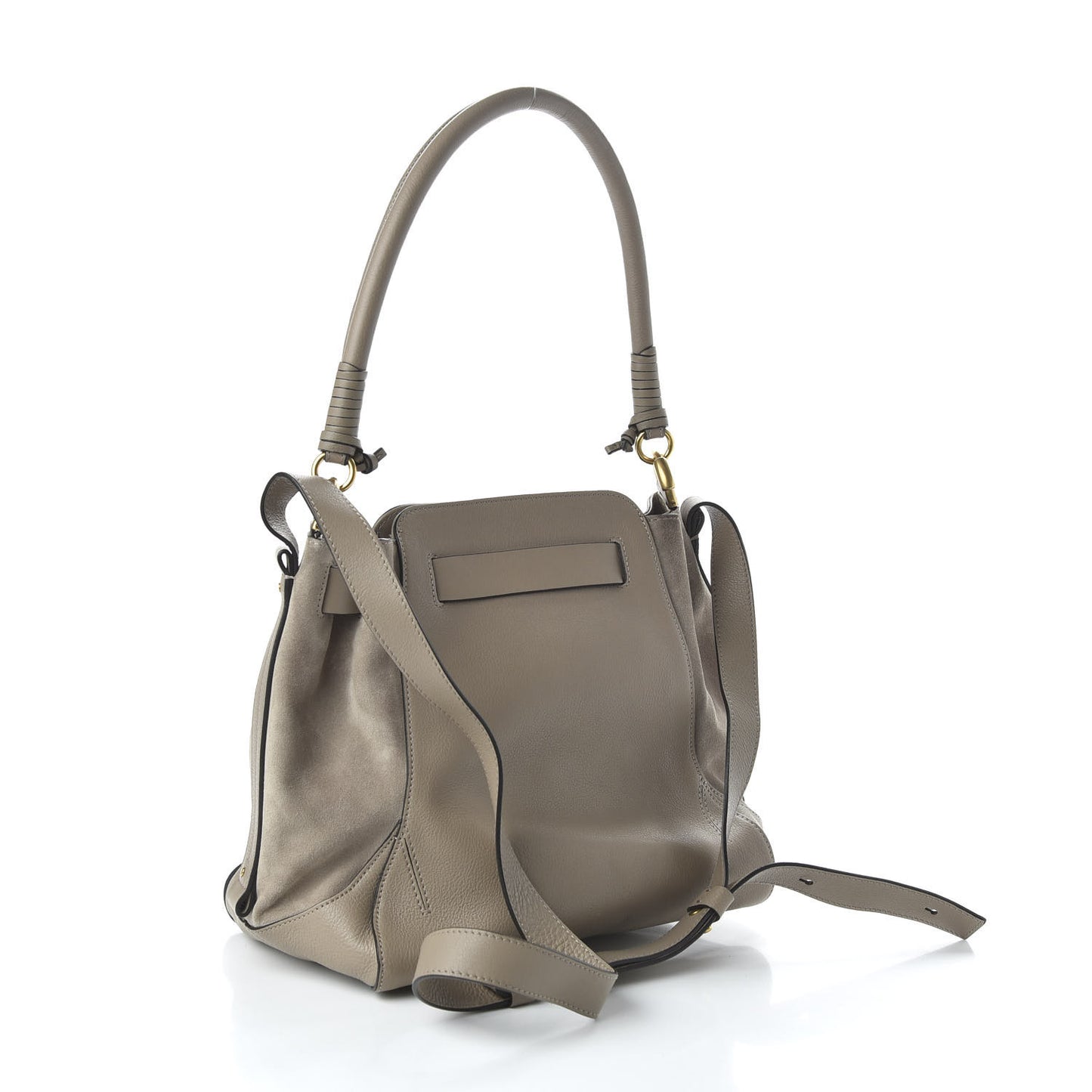 Suede Calfskin Medium Owen Bucket Bag Motty Grey