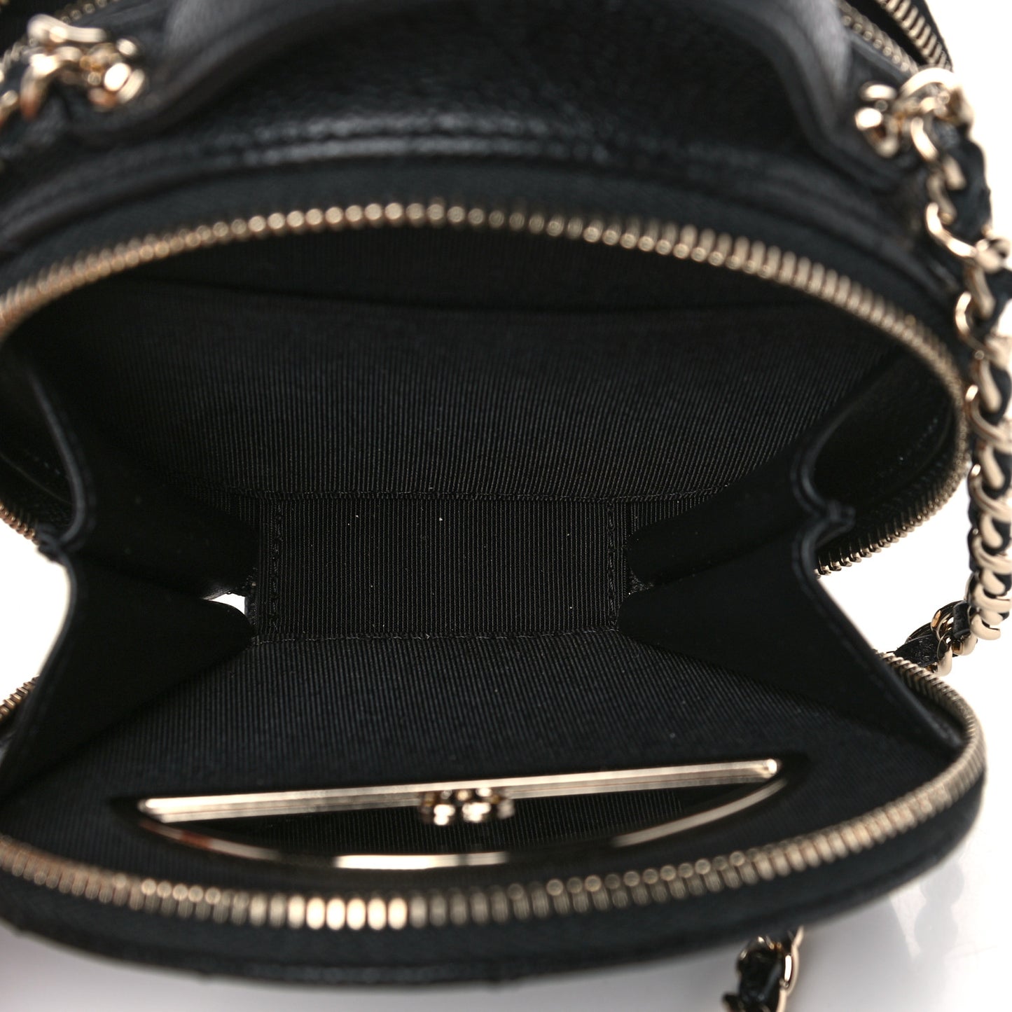 Caviar Quilted Round Handle With Care Vanity With Chain Black