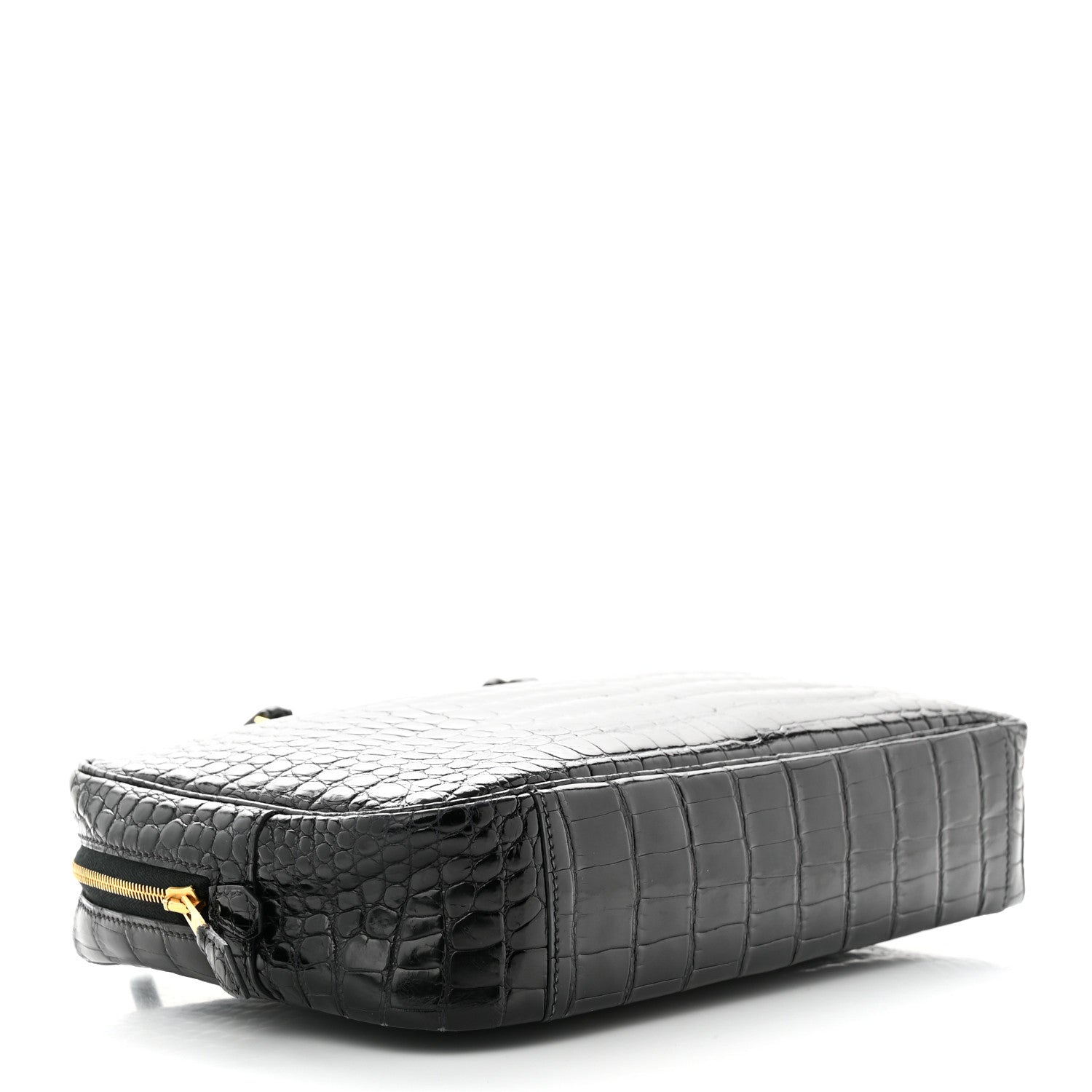 Hermes Shiny Porosus Crocodile Plume Elan 28 Black 4 of 9